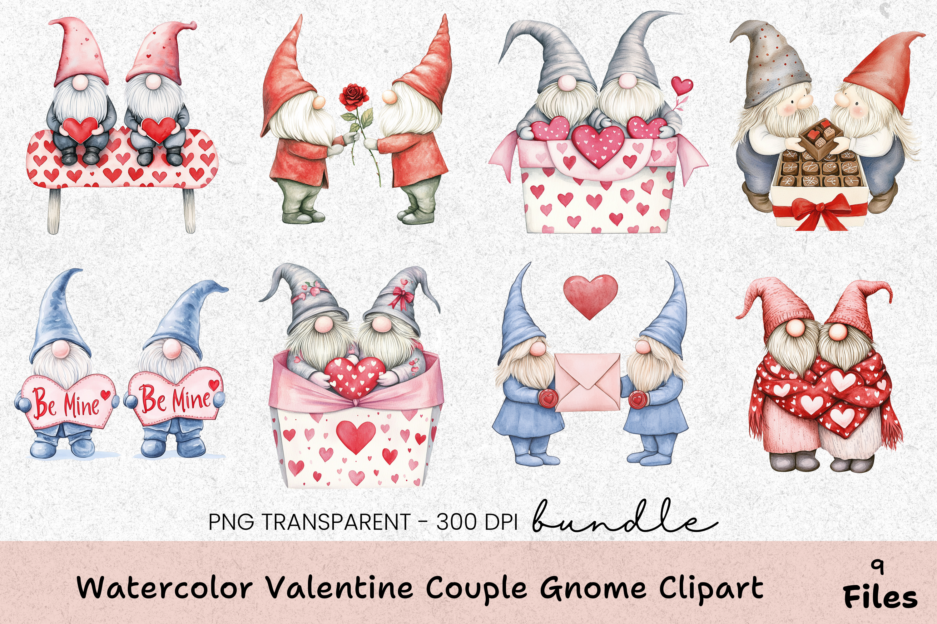Valentine Couple Gnome Clipart Bundle - CraftNest - Digital Crafting and Art