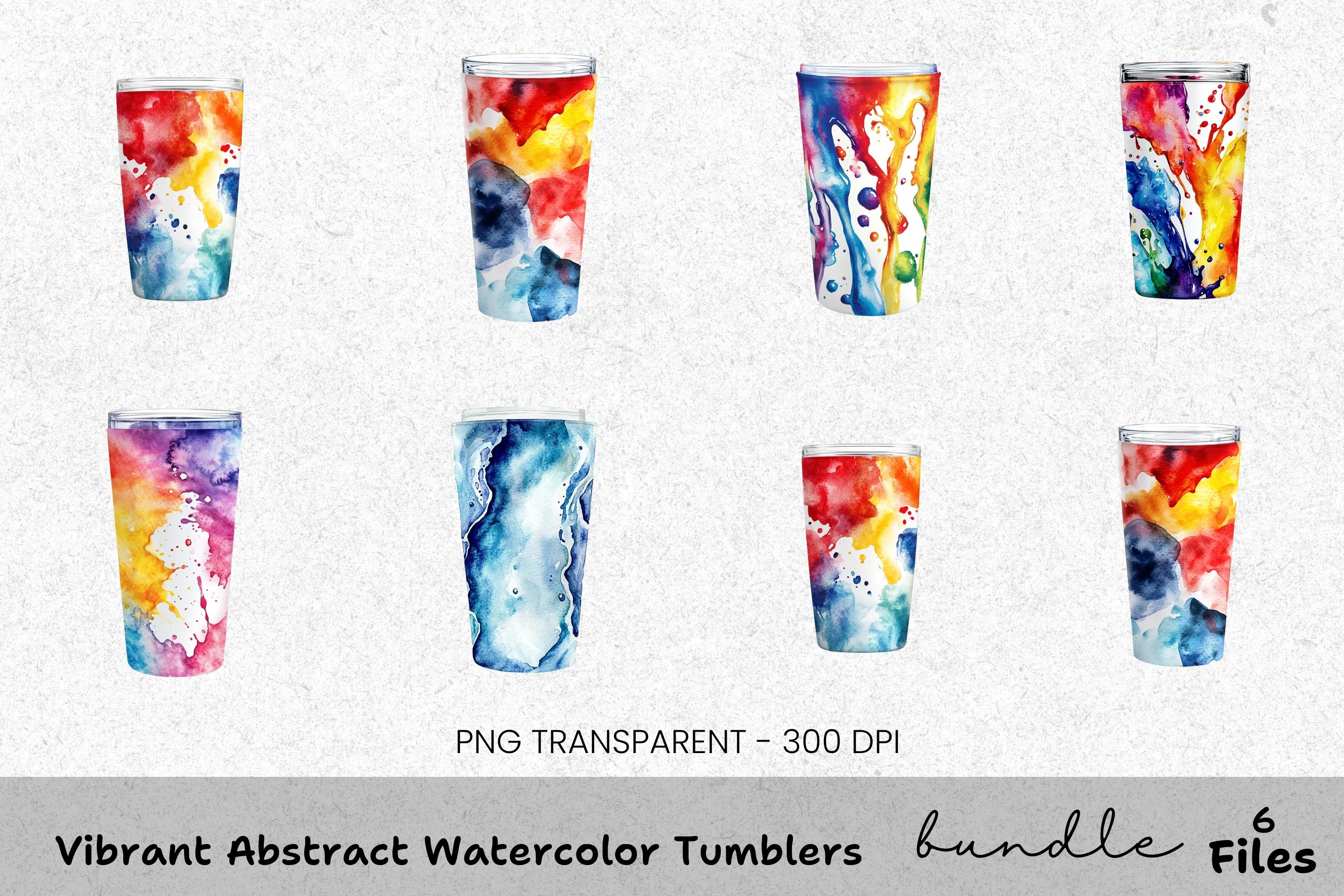 Vibrant Abstract Tumblers Clipart Bundle