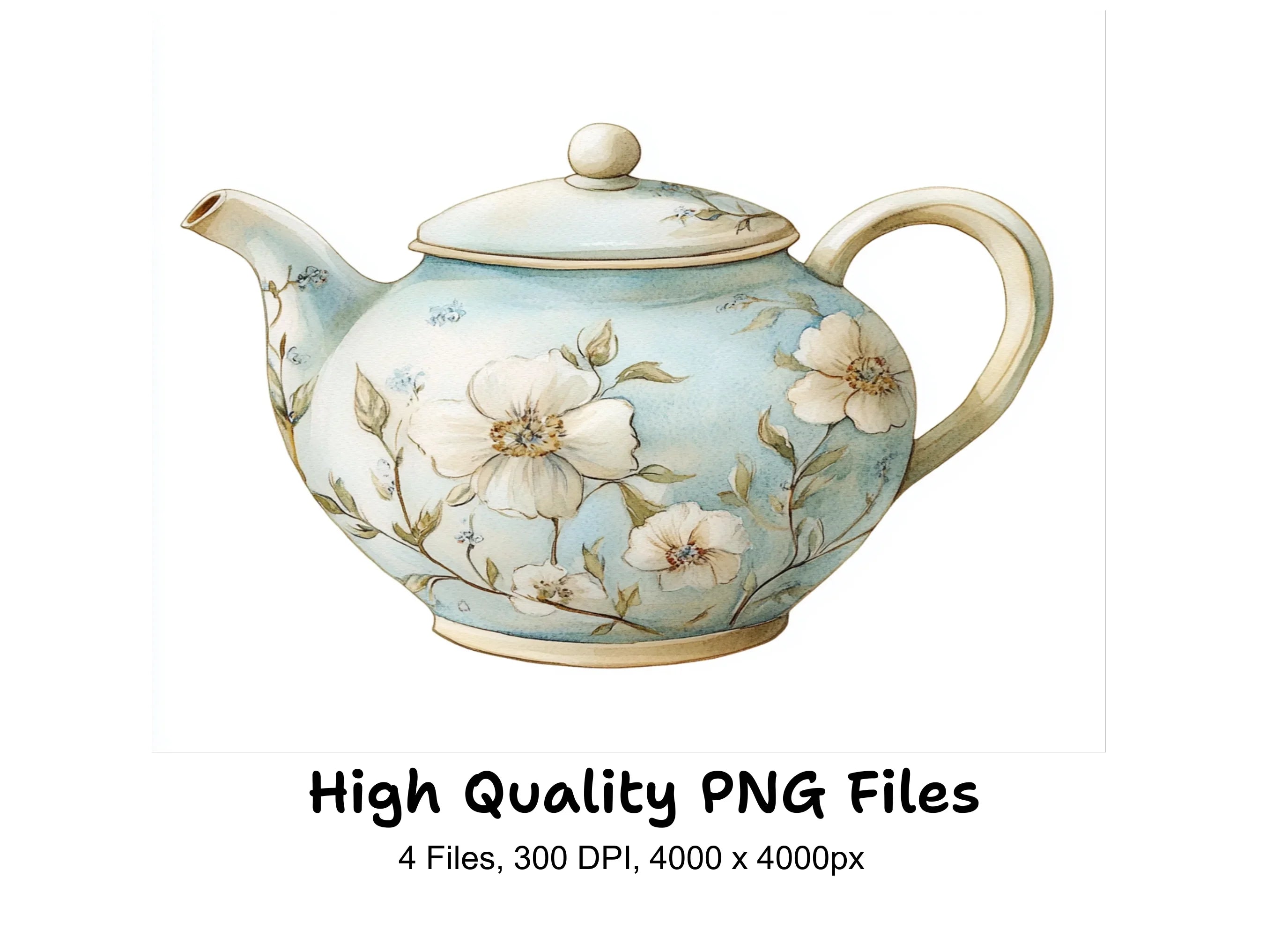Floral Teapot Clipart Bundle