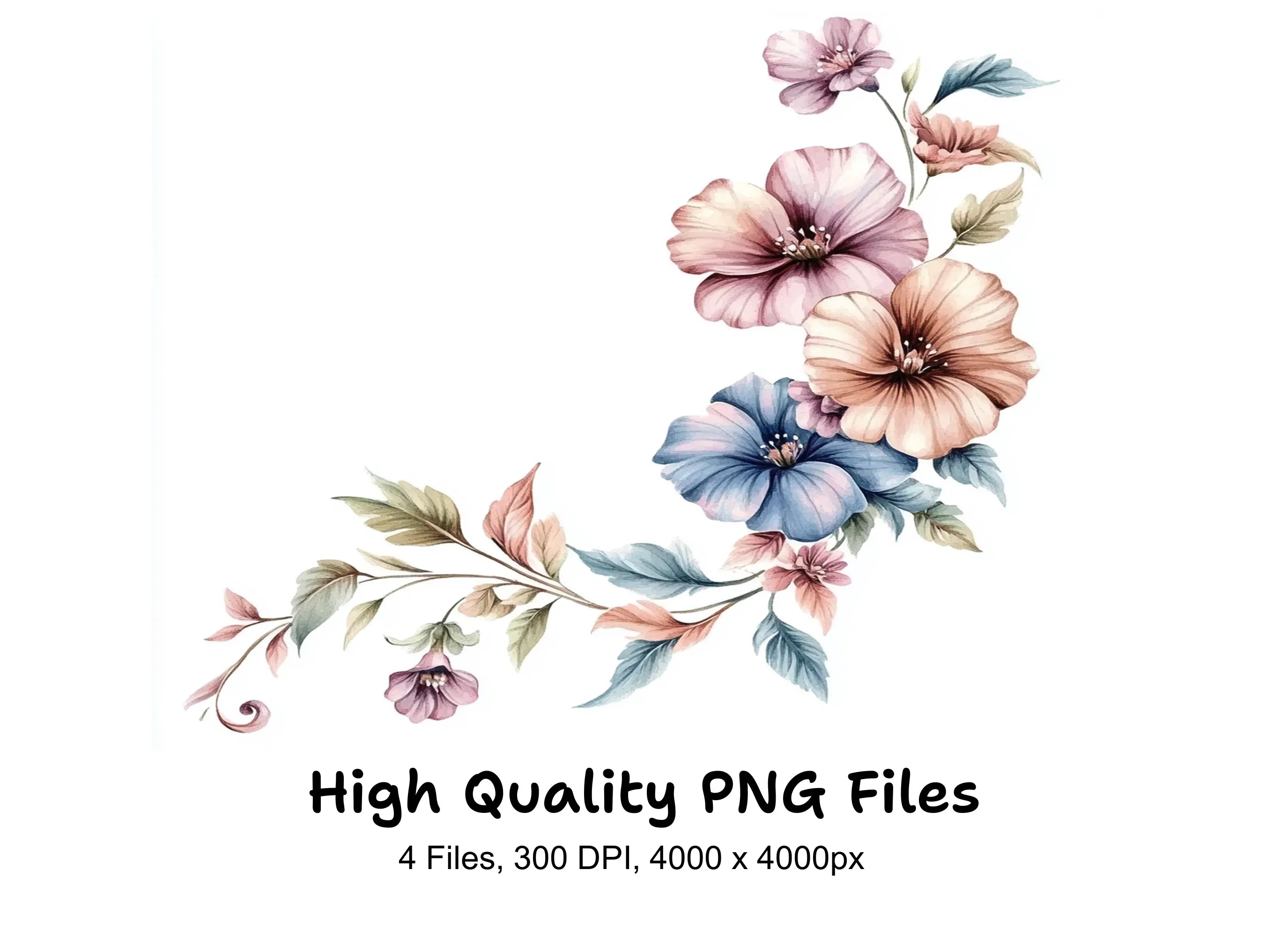 Elegant Floral Swirls Clipart Bundle