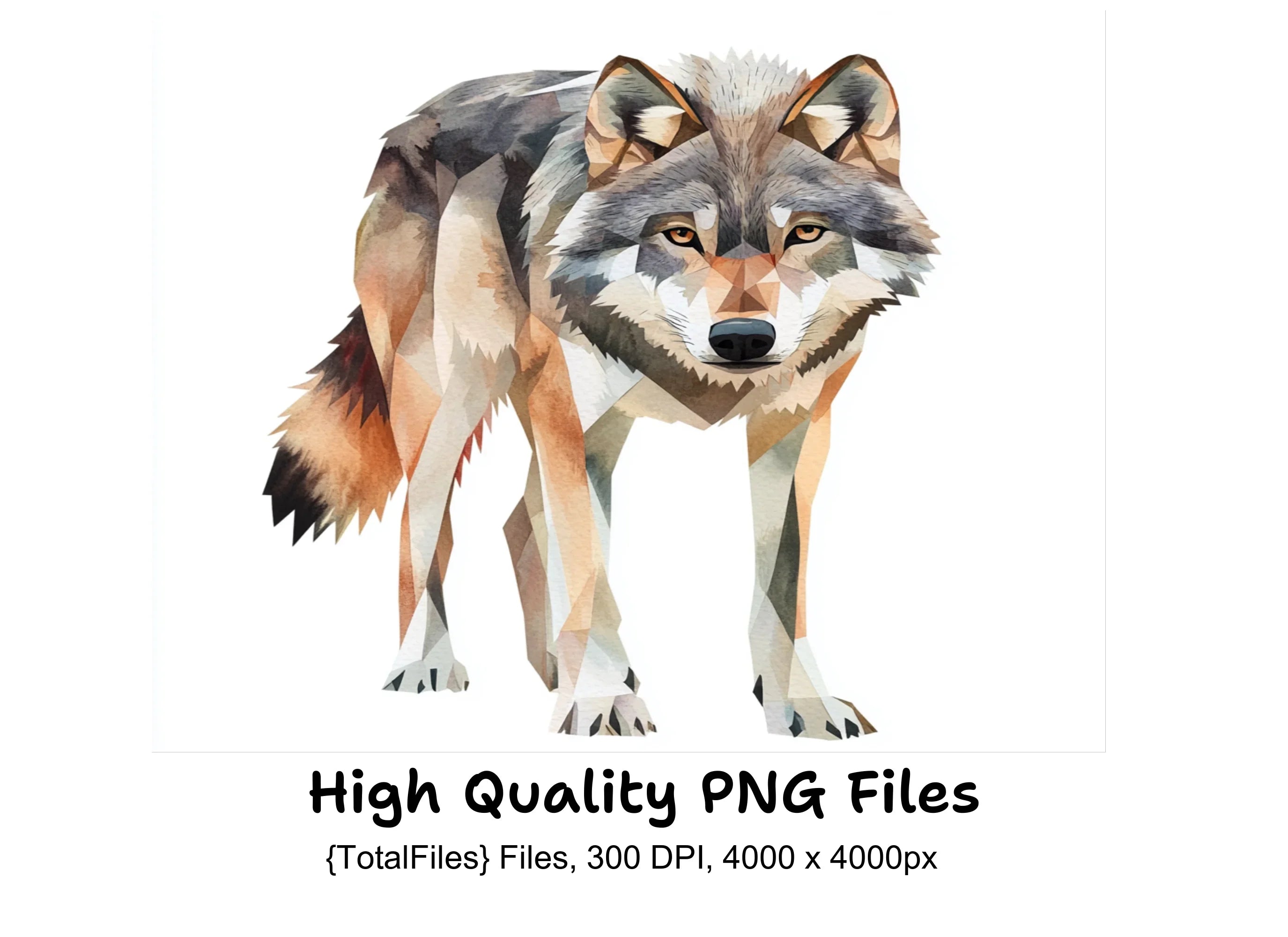 Geometric Wolf Clipart Bundle
