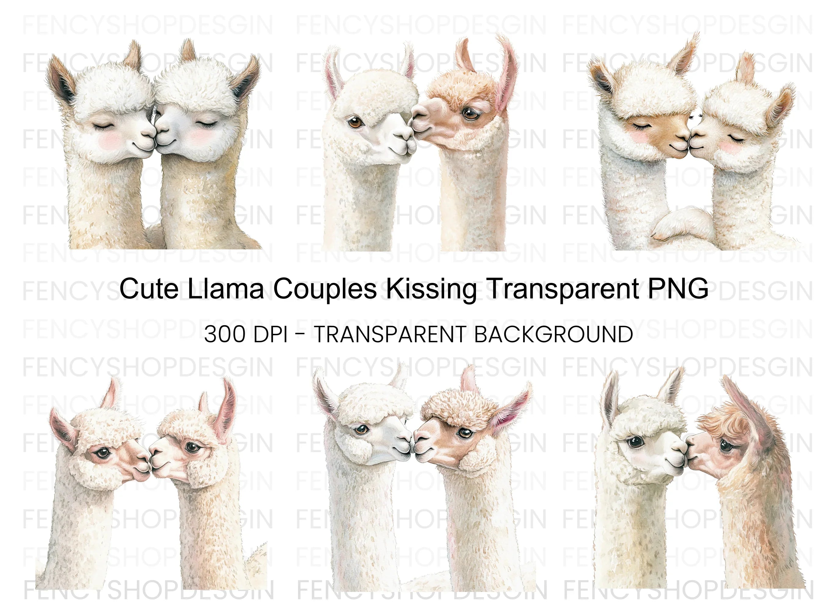 Sweet Llama Couple Love Clipart Bundle