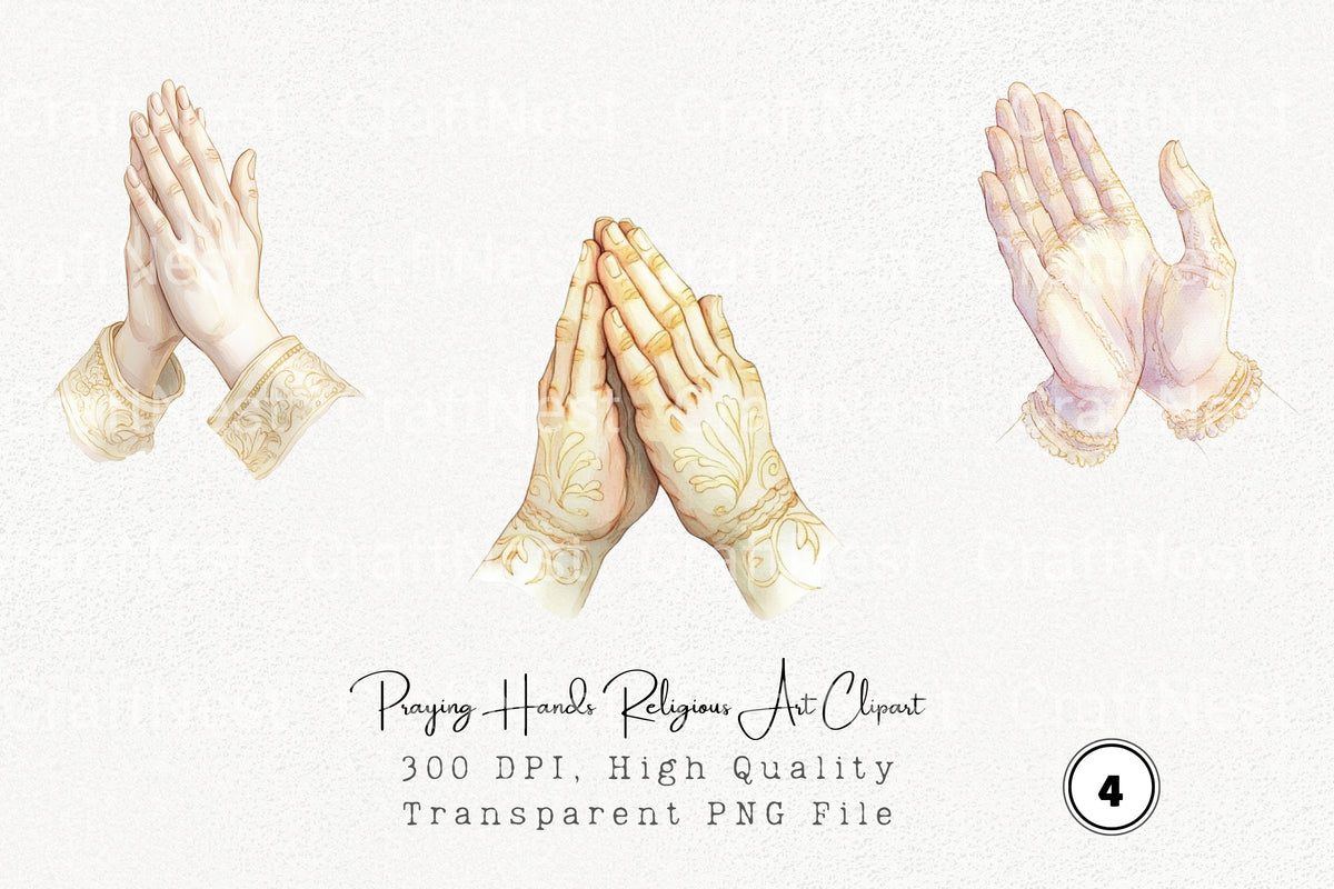 Praying Hands Religious Clipart Bundle