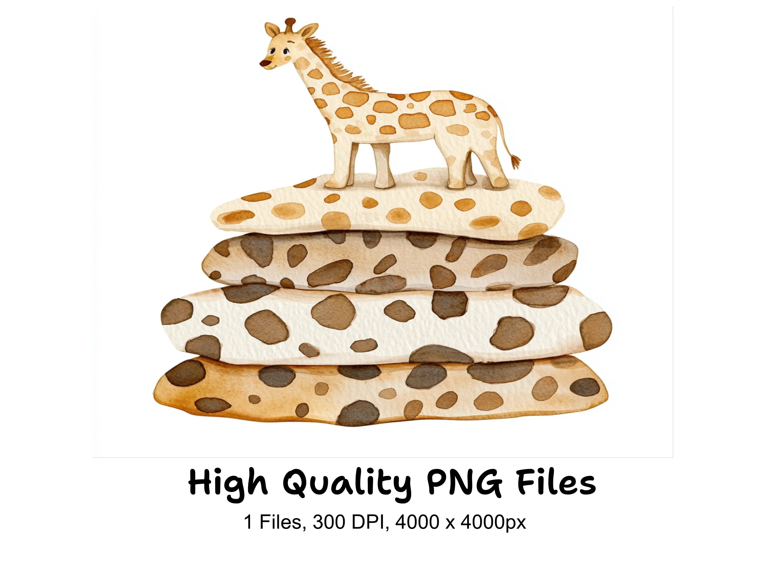 Cute Giraffe on Spotted Stones Clipart Bundle