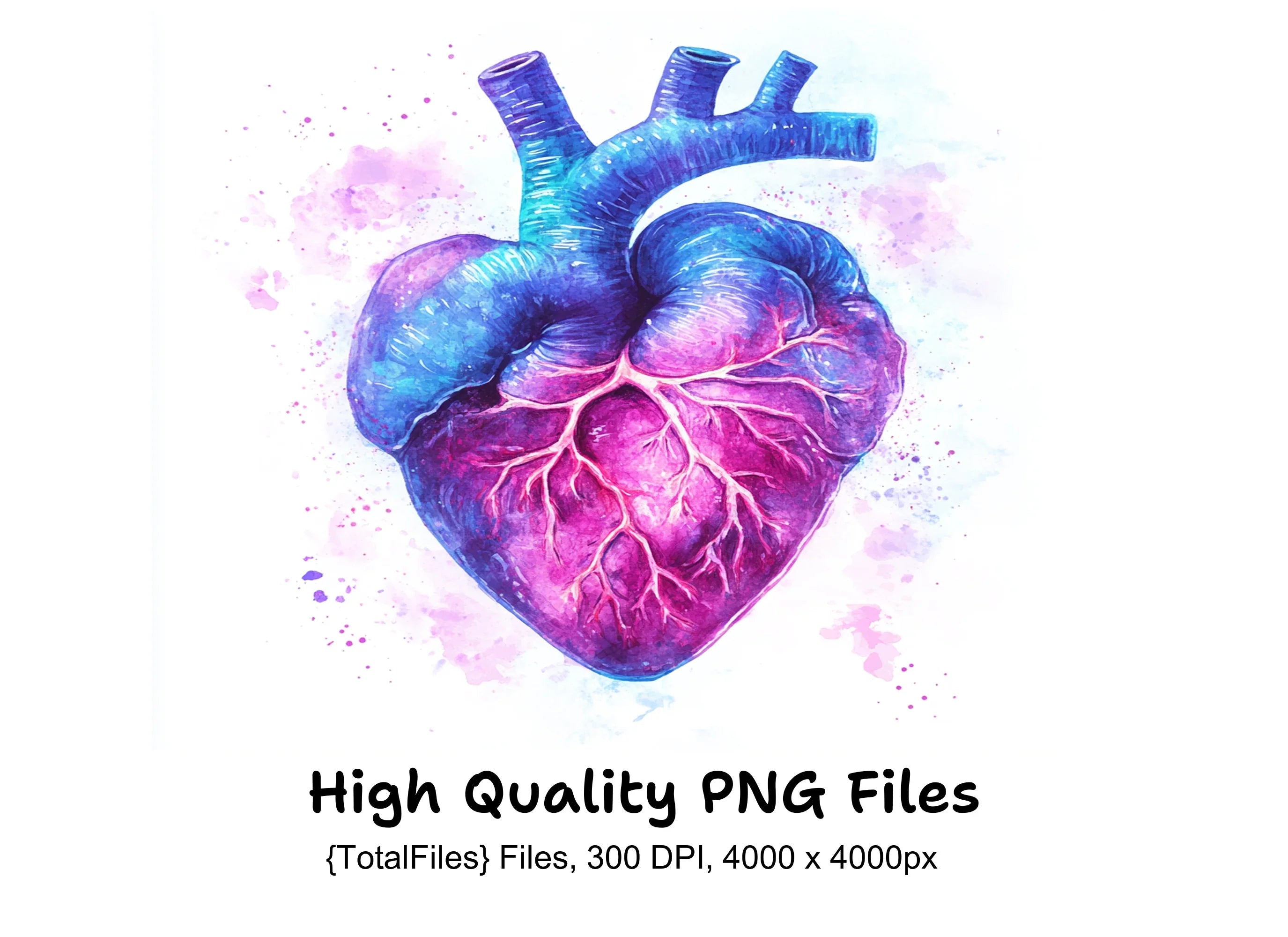 Fantasy Neon Heart Clipart Bundle