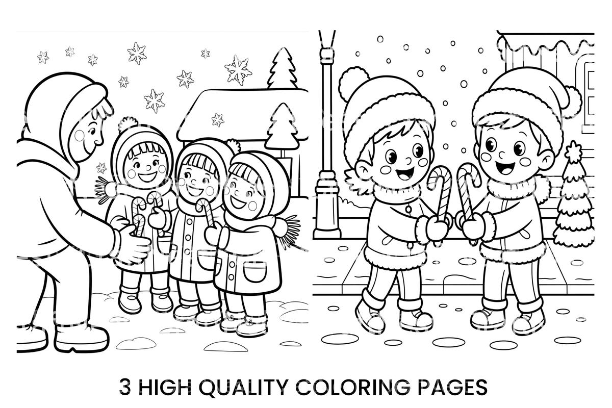 Winter Candy Cane Kids Coloring Books