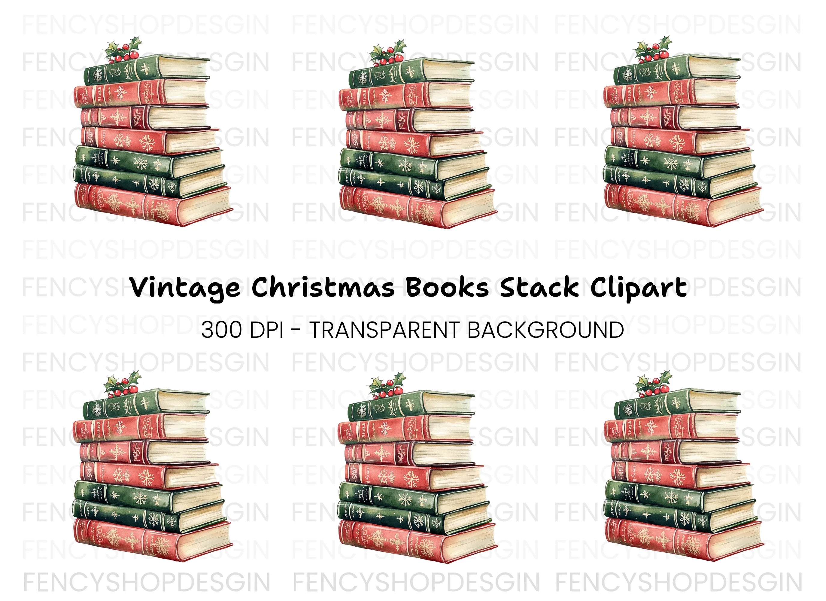 Holiday Book Stack Clipart Bundle