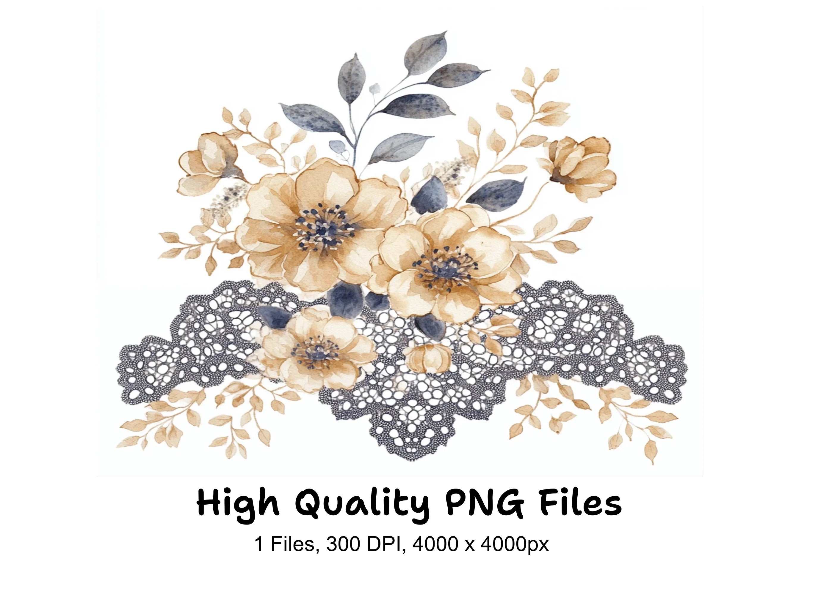 Floral Lace Clipart Bundle