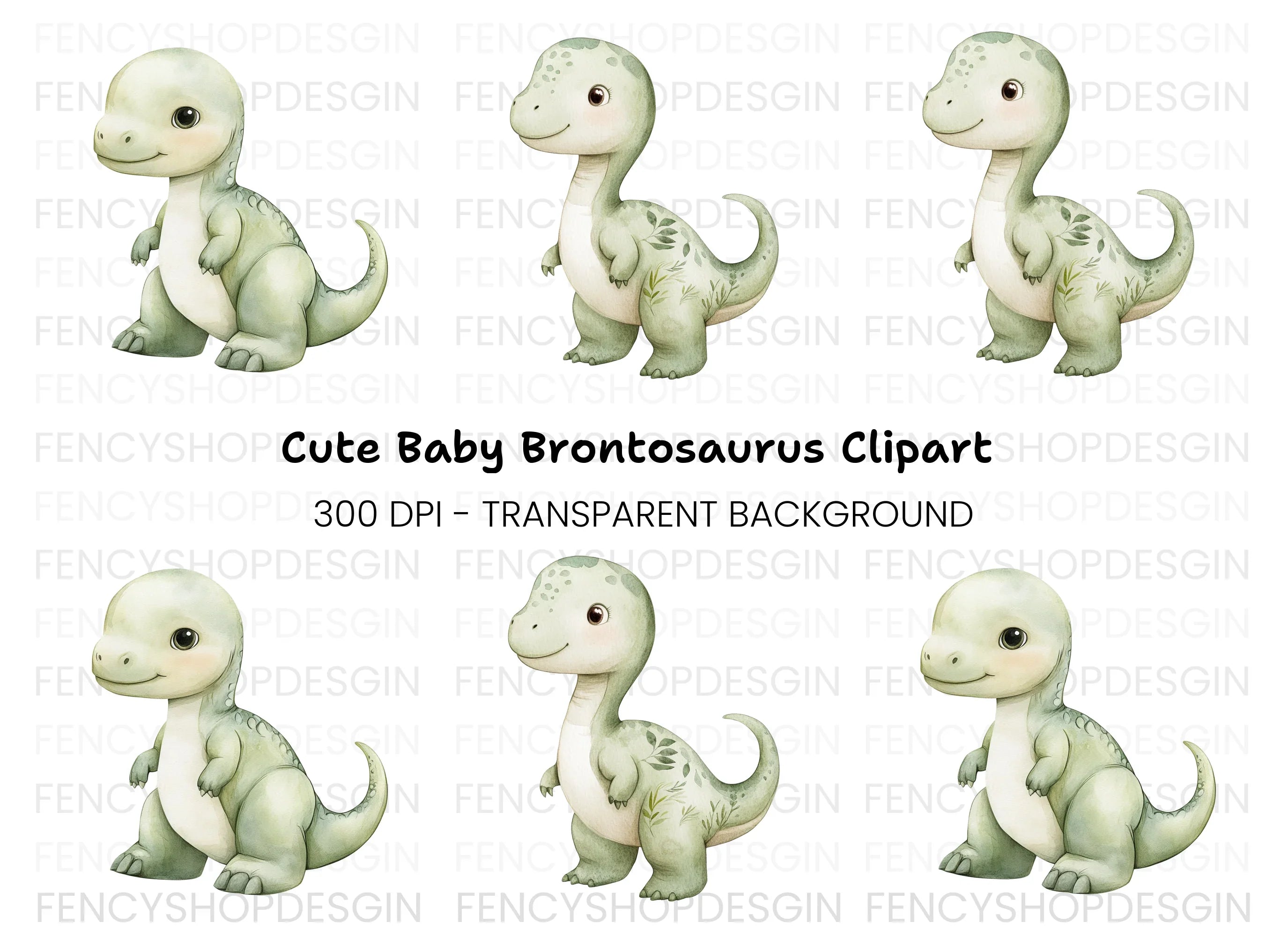 Charming Green Dinosaur Clipart Bundle