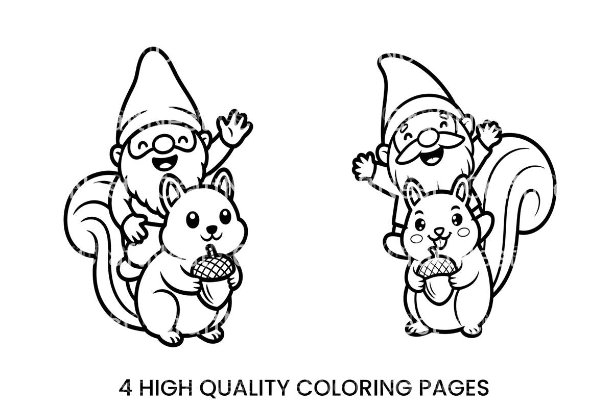 Gnome and Squirrel Friends Coloring Books