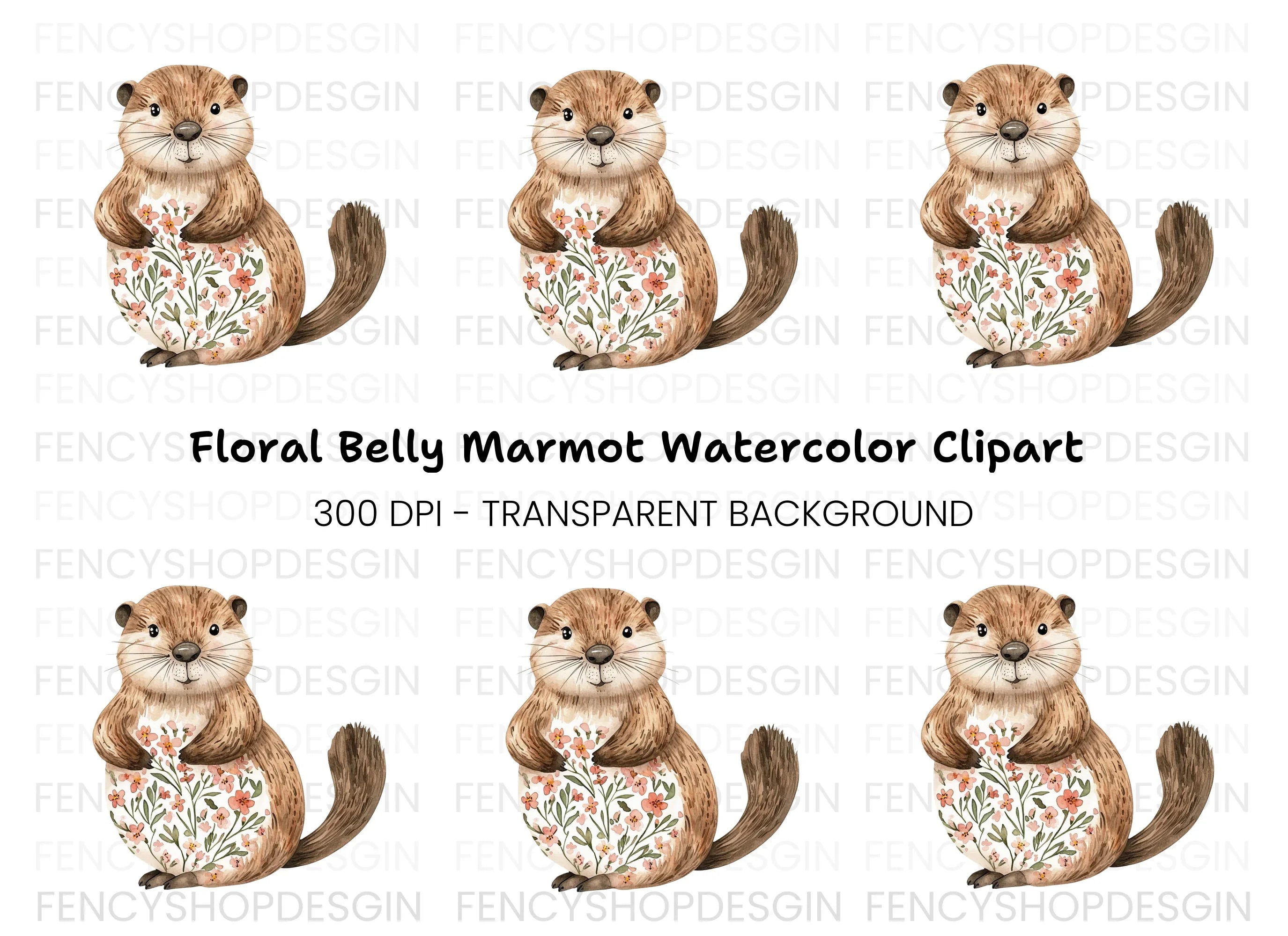 Charming Floral Otter Clipart Bundle
