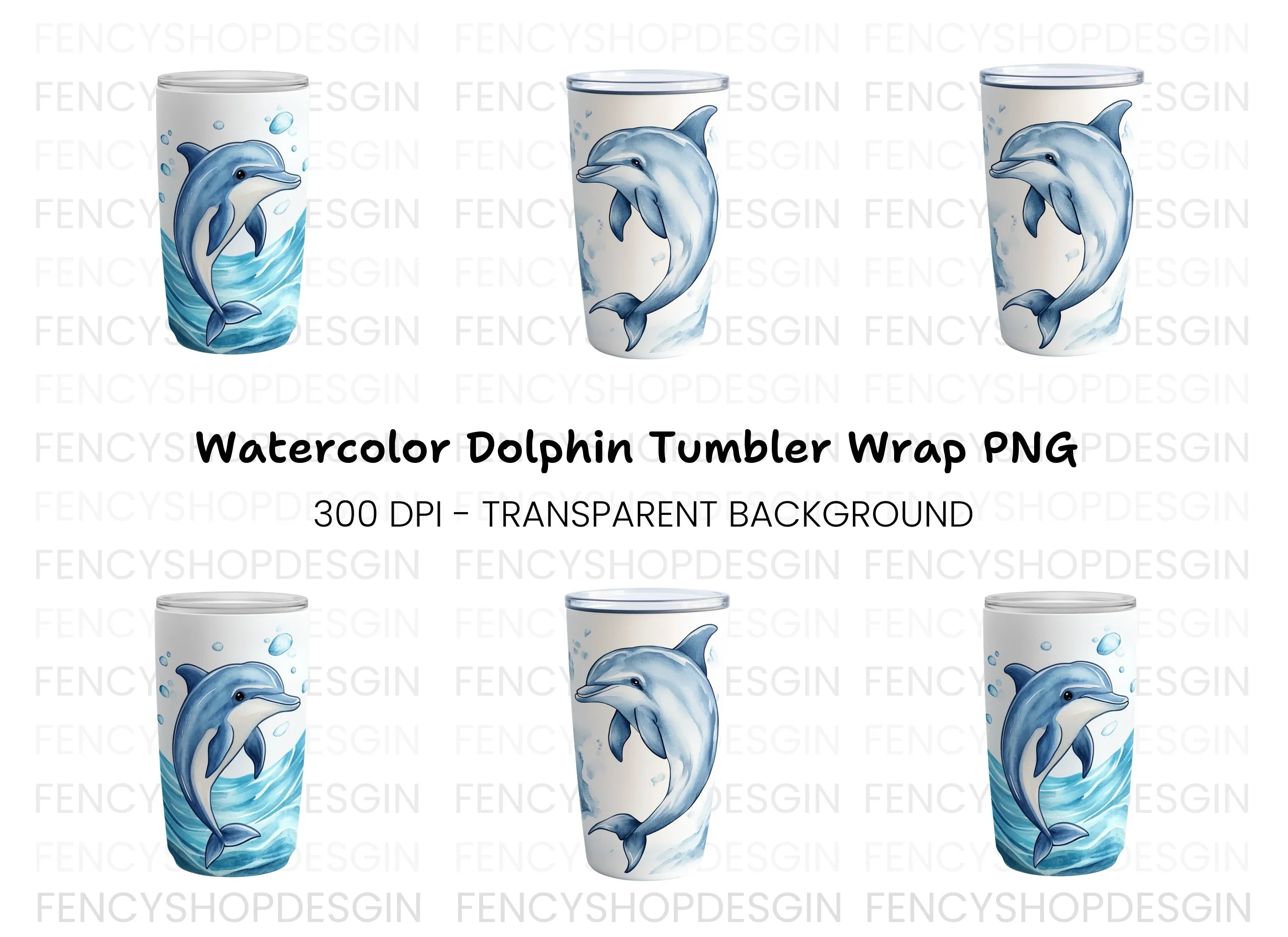 Dolphin Tumbler Clipart Bundle