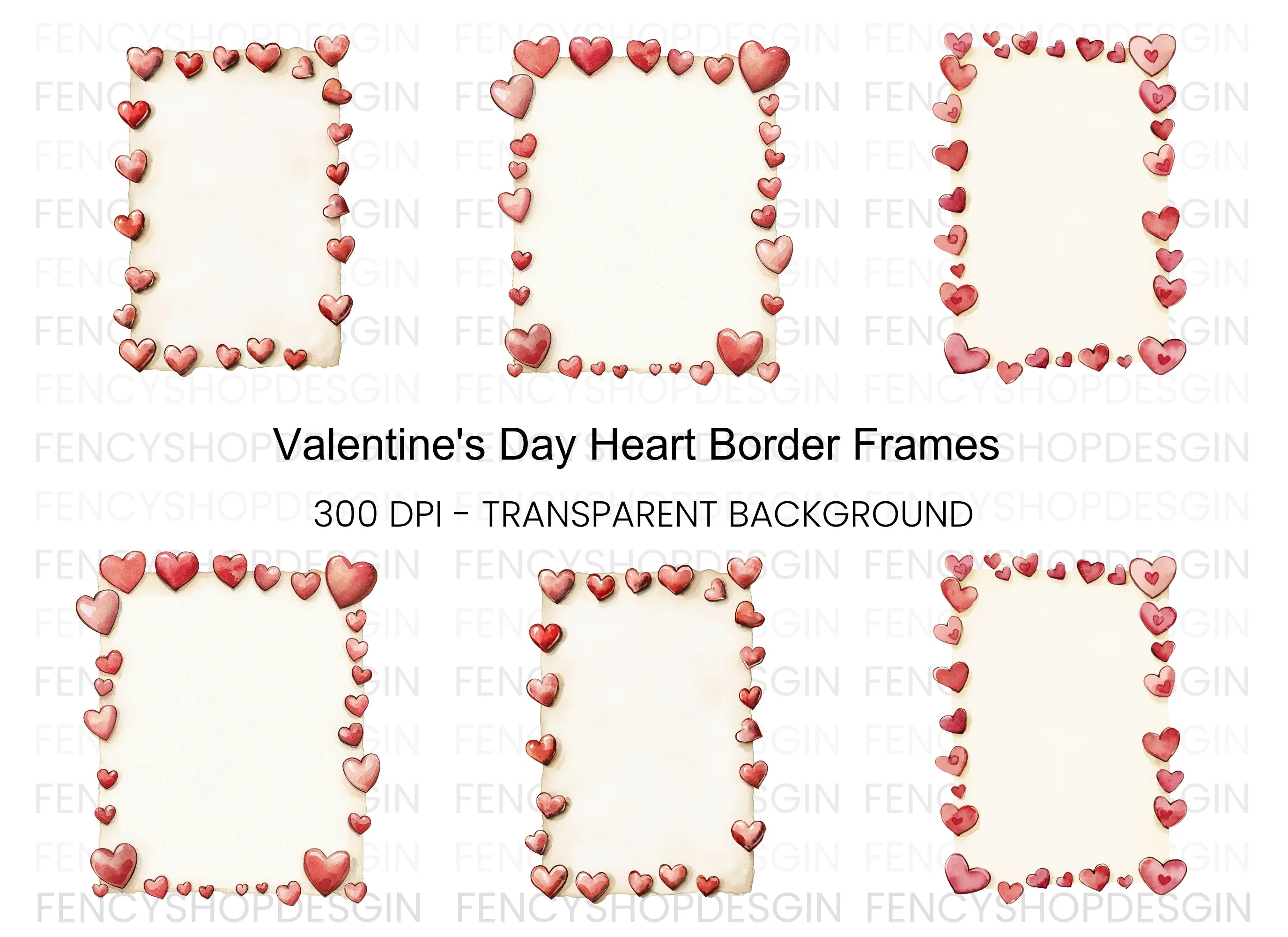 Romantic Heart Border Clipart Bundle