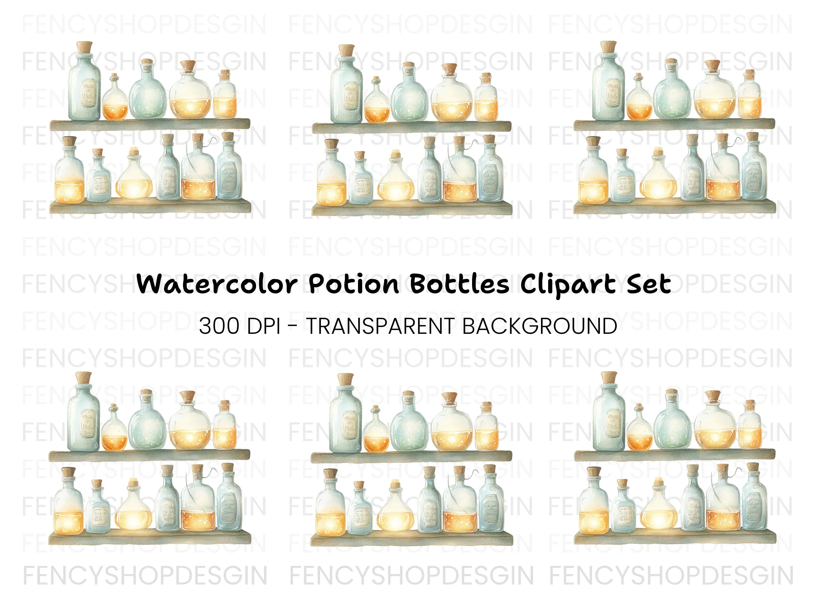 Magic Potion Bottles Clipart Bundle