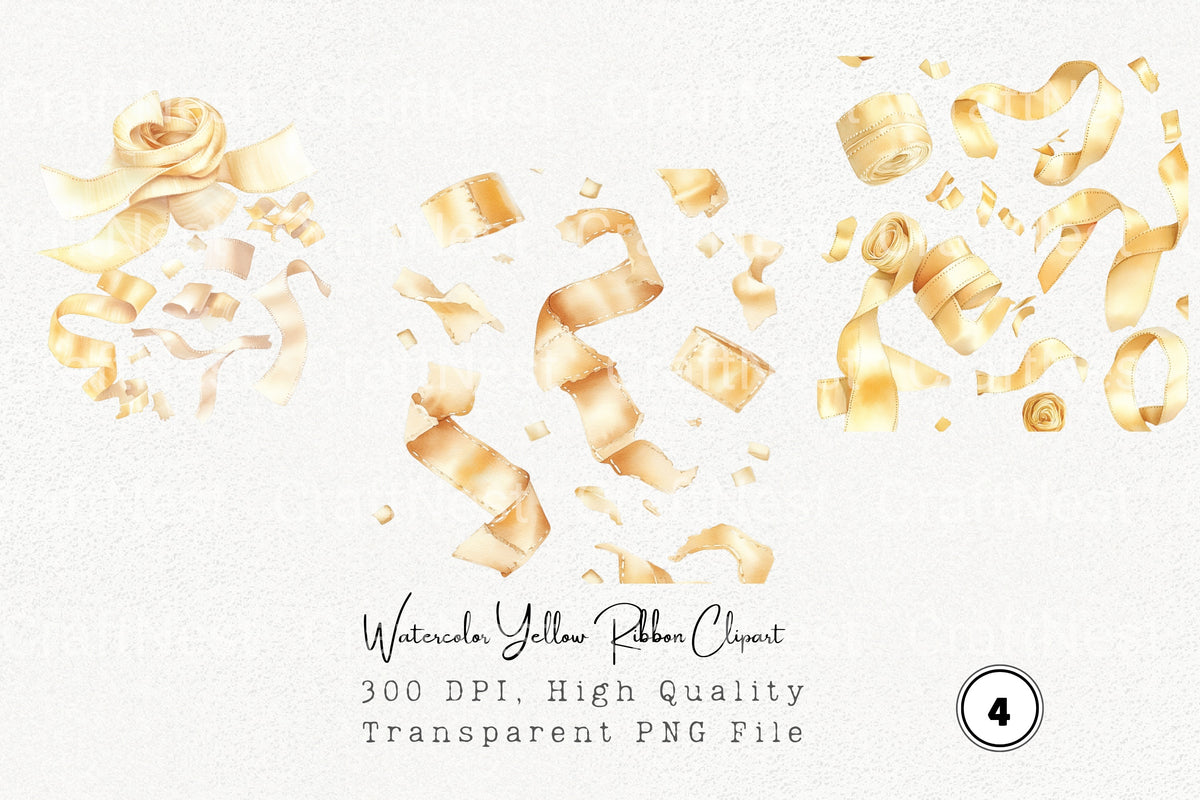 Yellow Ribbon Clipart Bundle