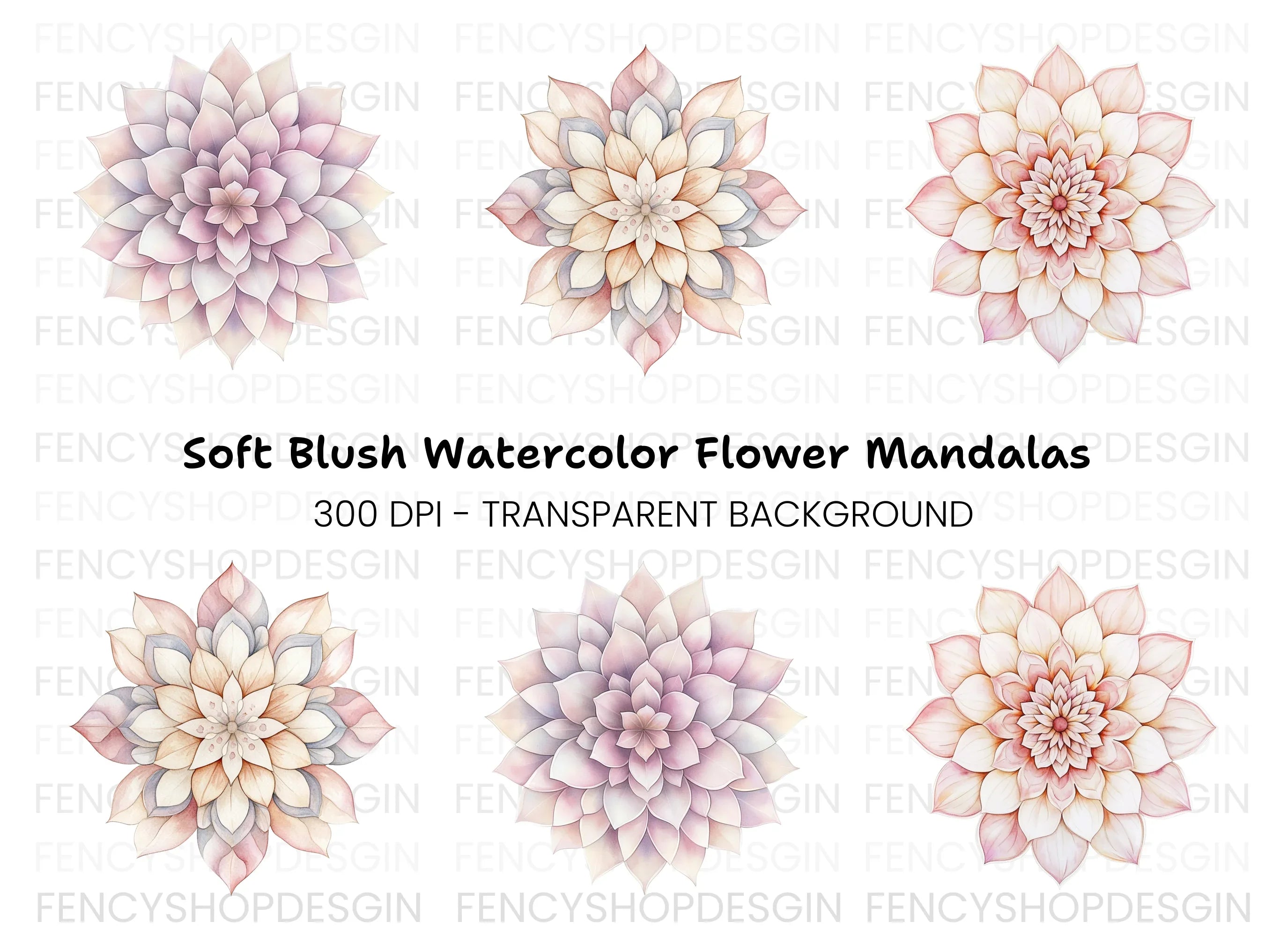 Soft Pastel Dahlia Flower Clipart Bundle