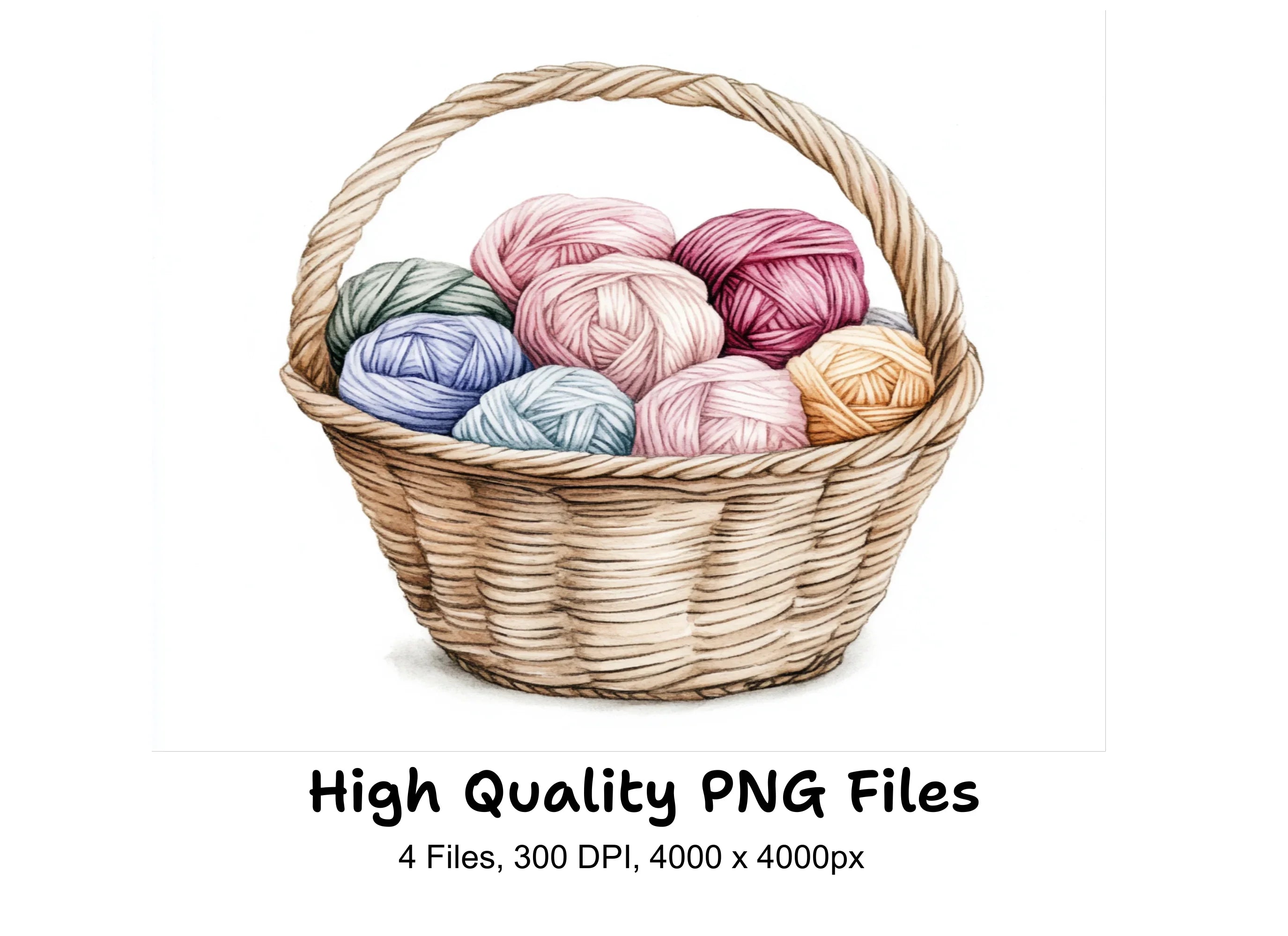Yarn Basket Clipart Bundle