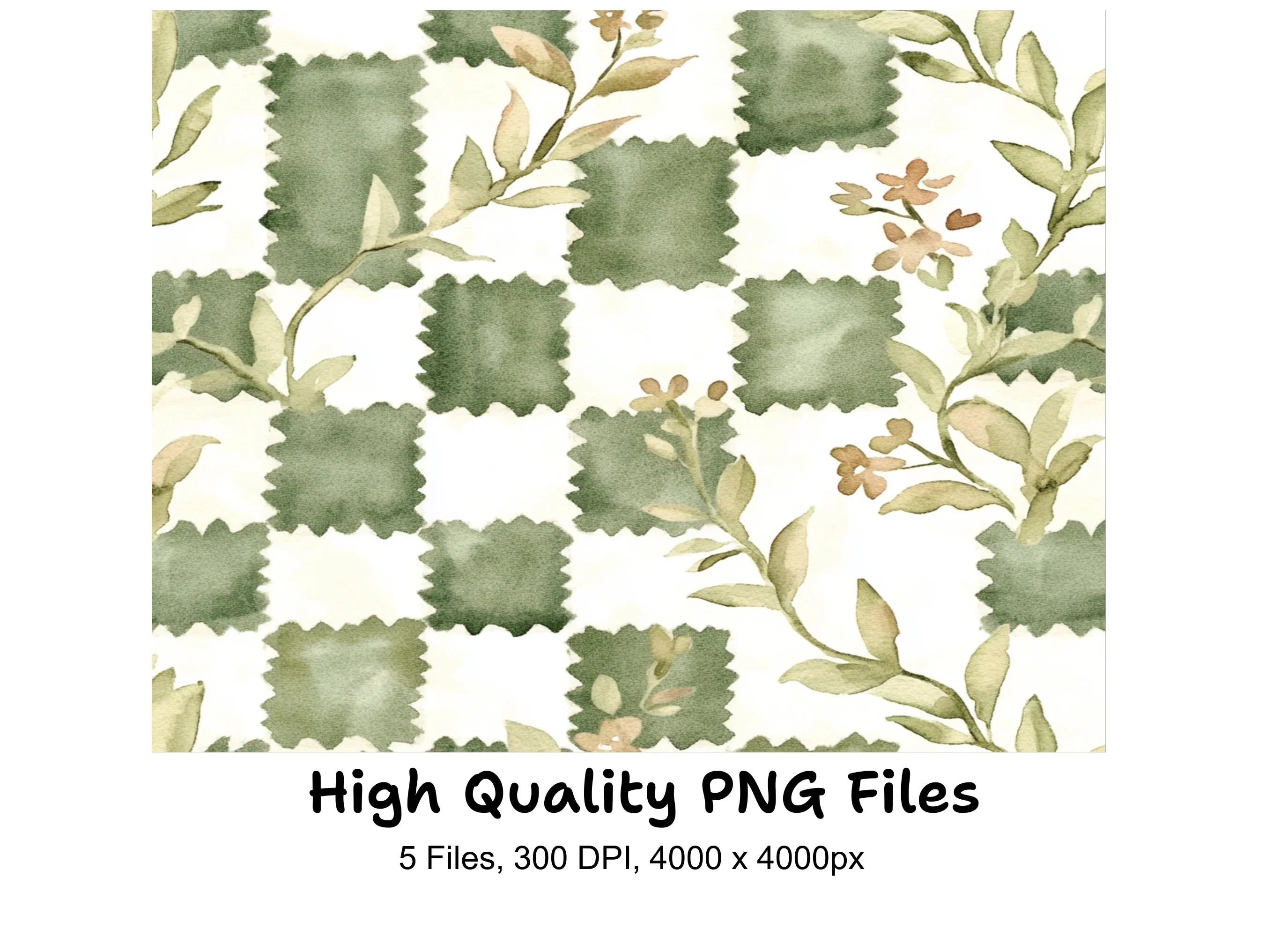 Gingham Floral Patterns Clipart Bundle