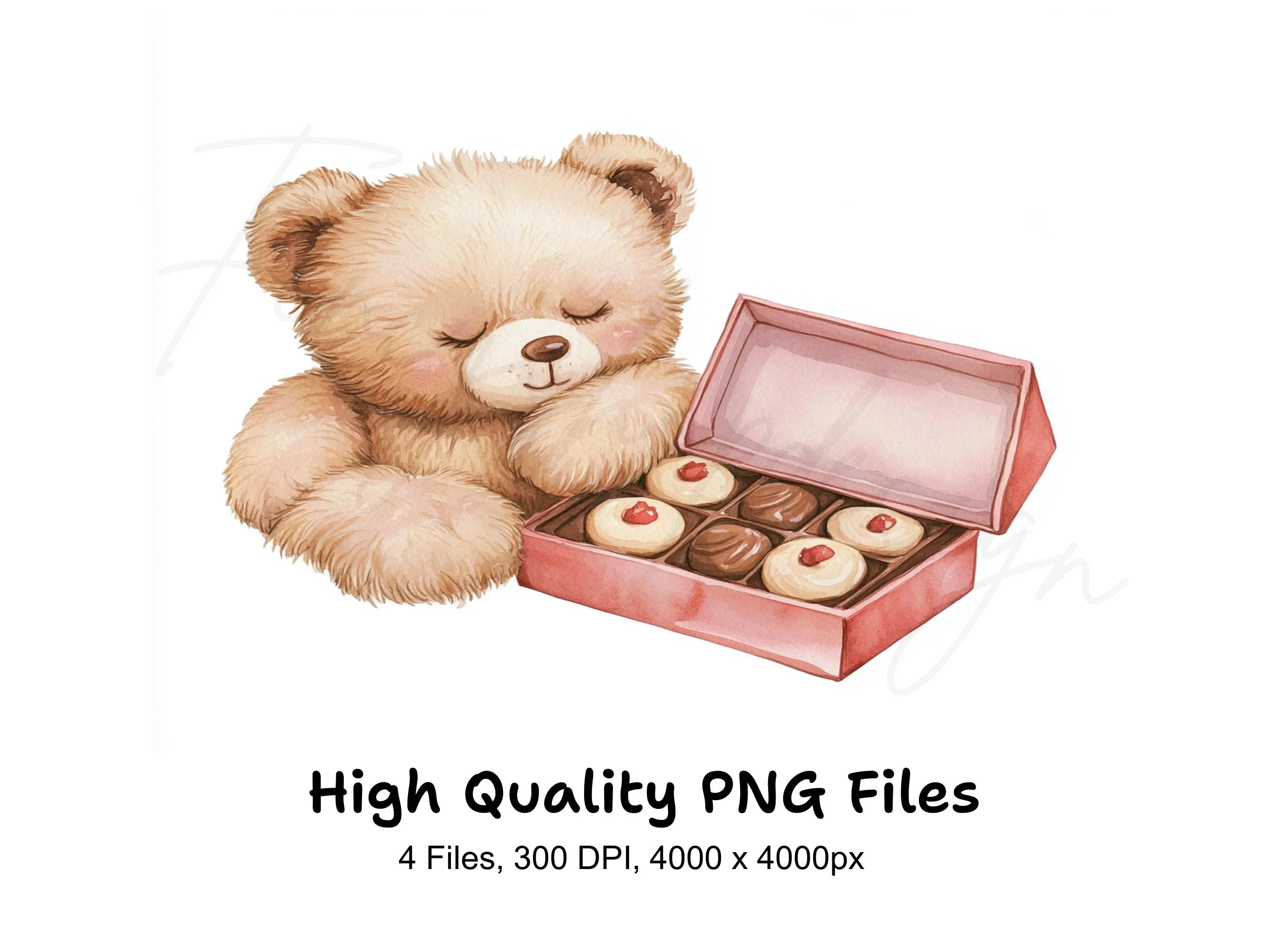 Cute Teddy Bear with Chocolate Box Clipart Bundle