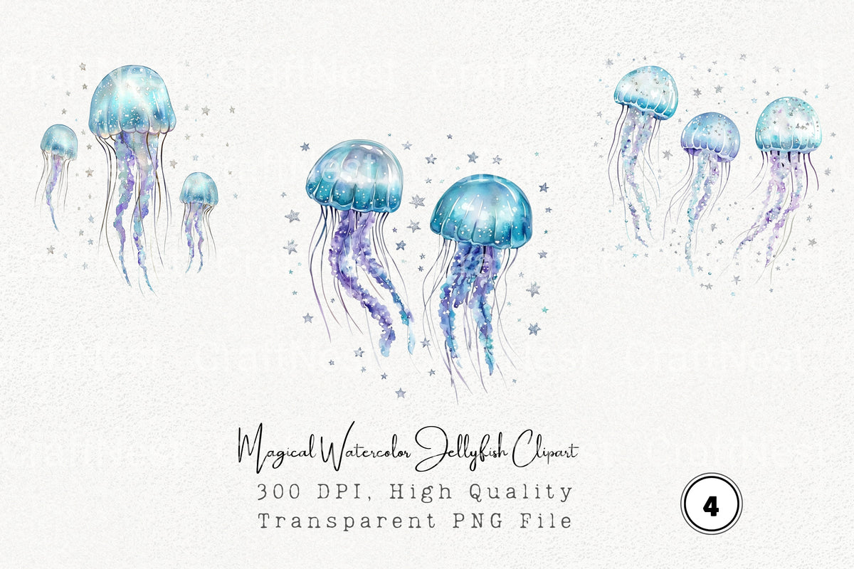 Magical Jellyfish Clipart Bundle