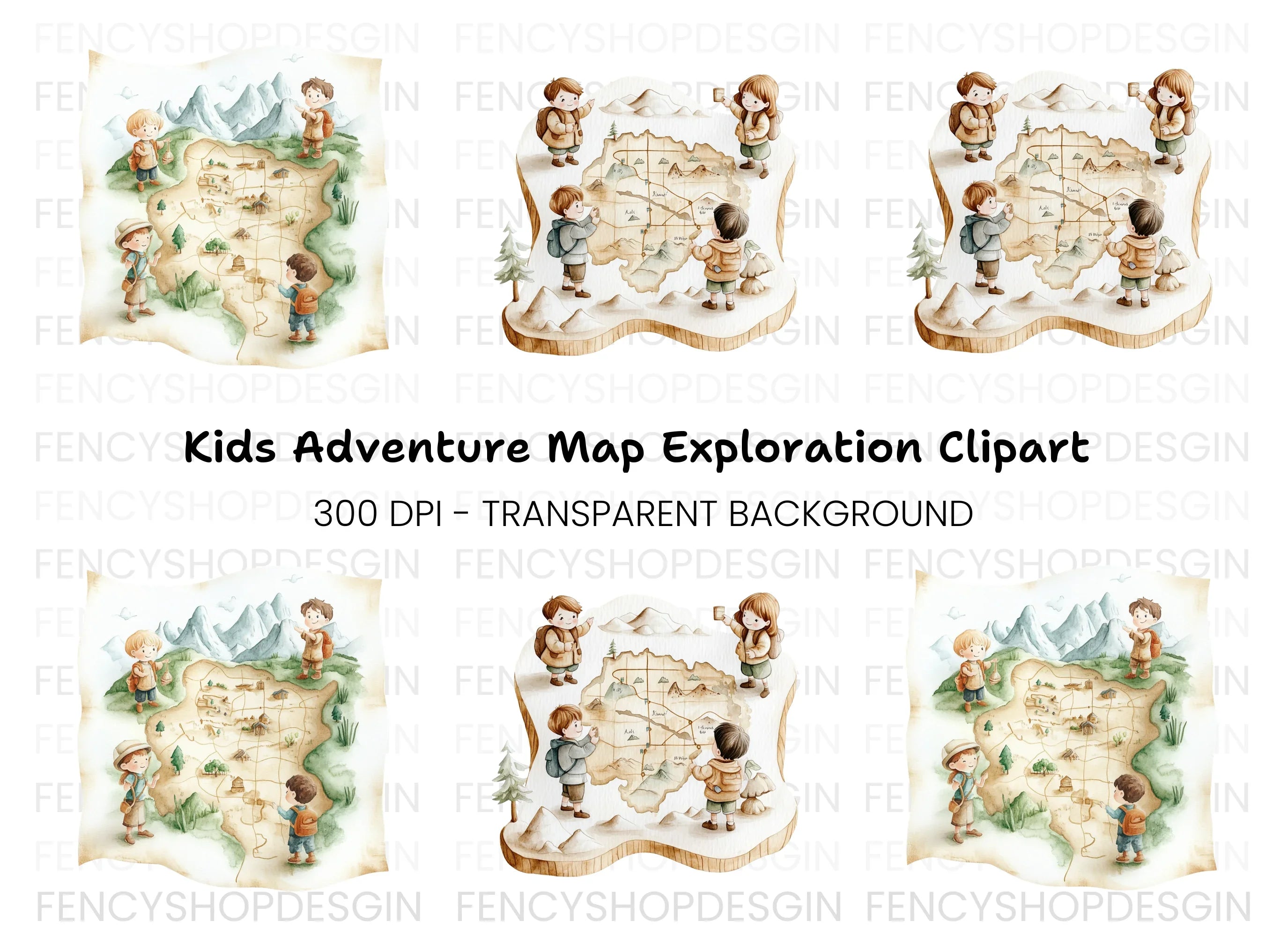 Kids Adventure Map Clipart Bundle