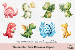 Cute Dinosaur Clipart Bundle - CraftNest - Digital Crafting and Art