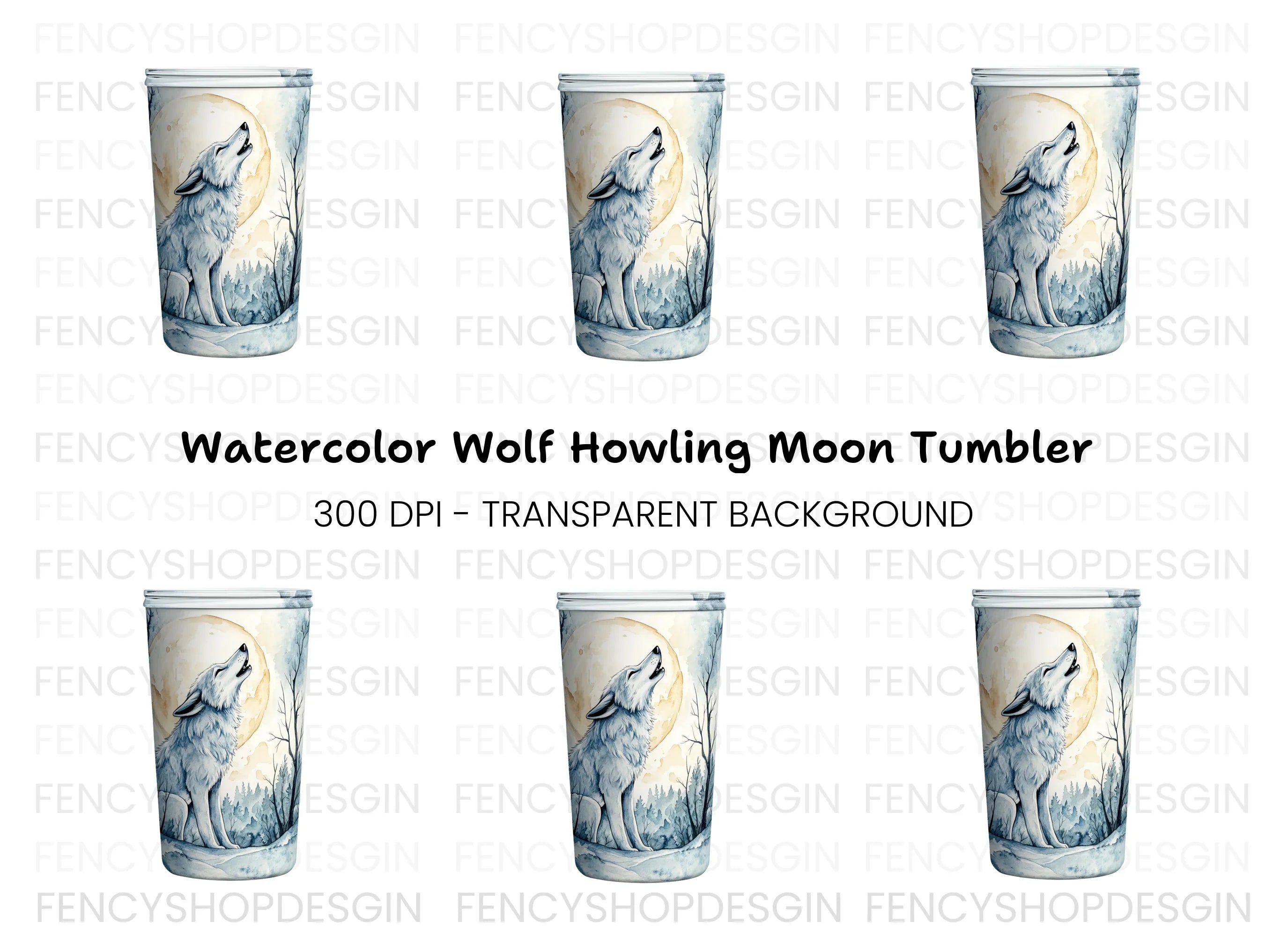 Wolf Howling at Moon Clipart Bundle