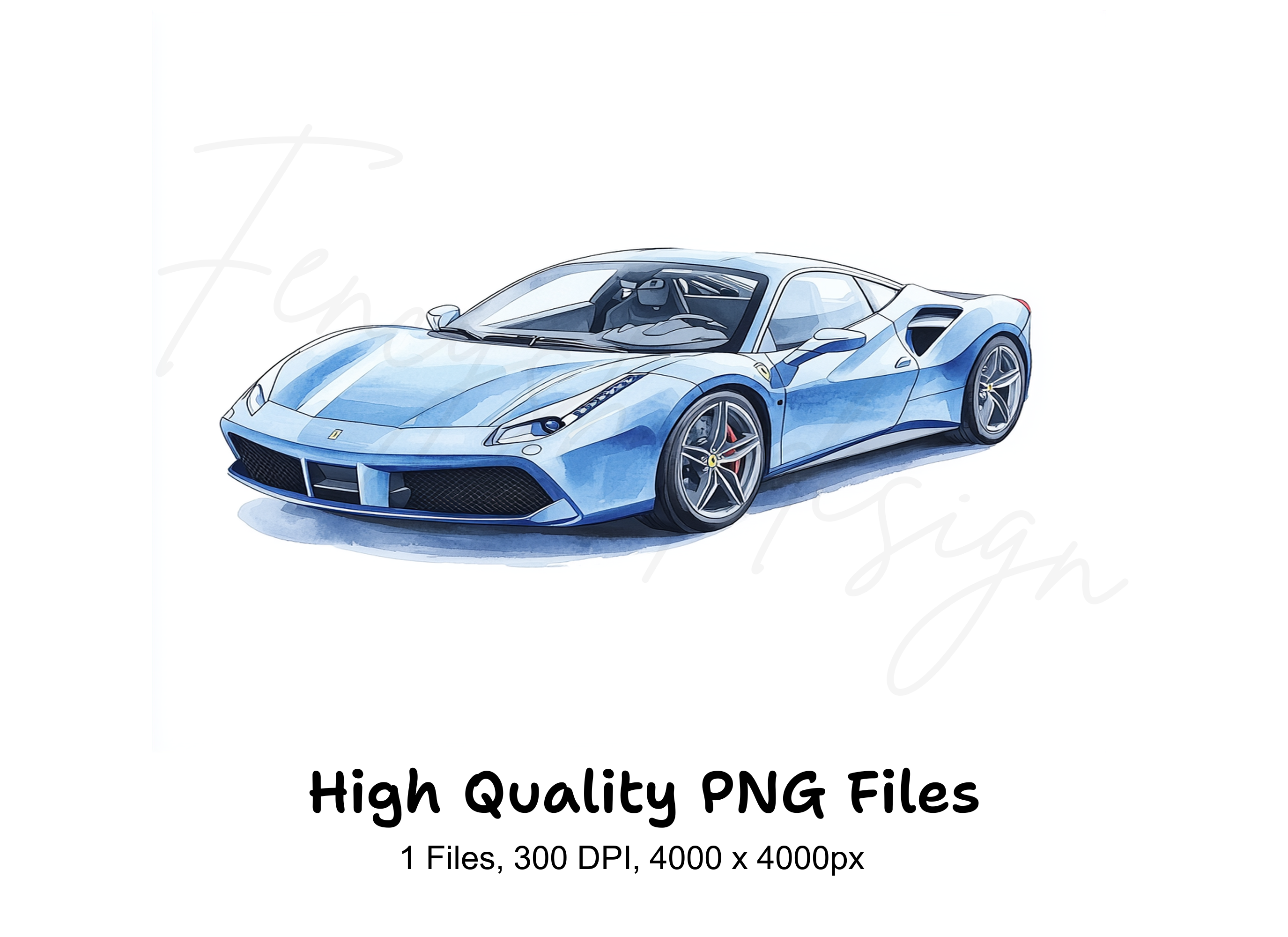 Blue Sports Car Clipart Bundle