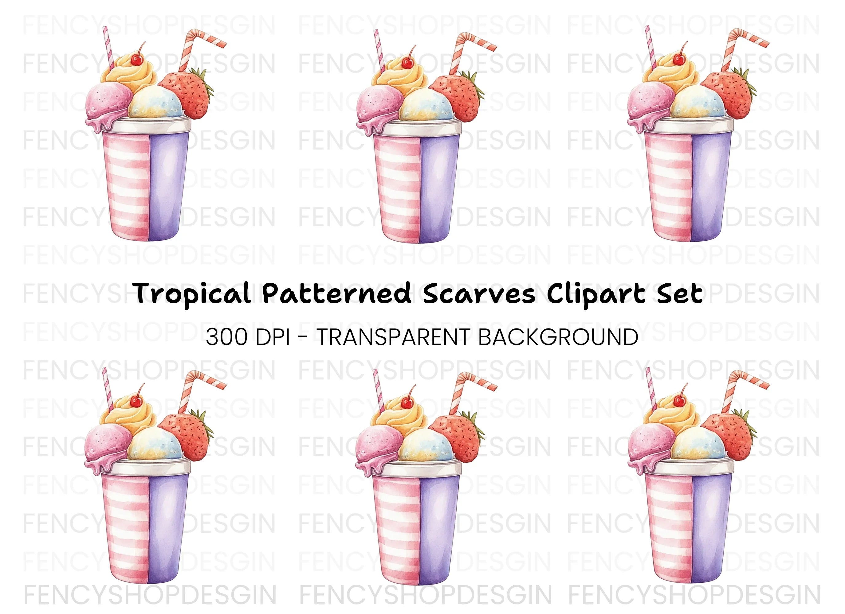 Ice Cream Milkshake Clipart Bundle