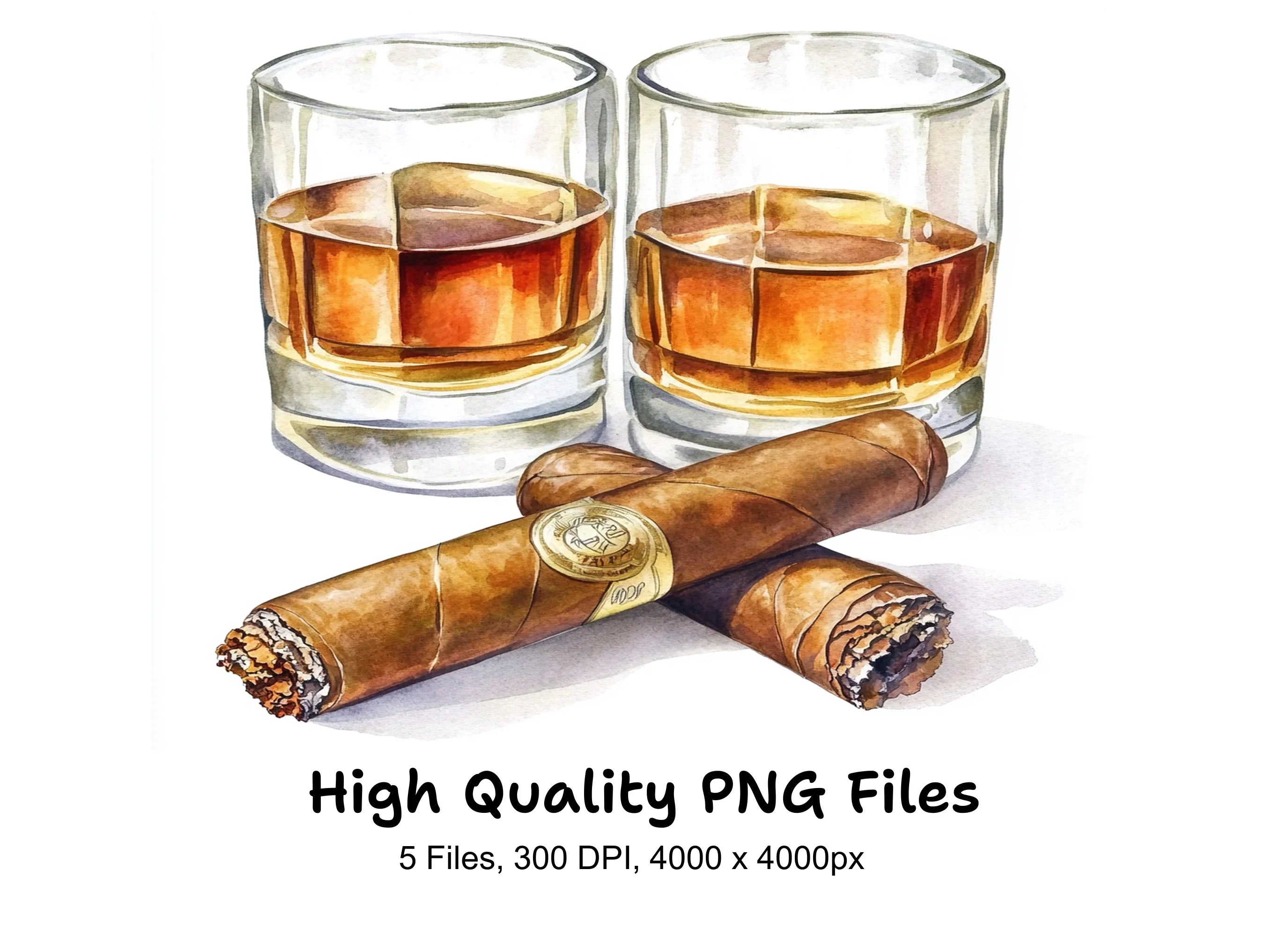 Whiskey and Cigar Clipart Bundle
