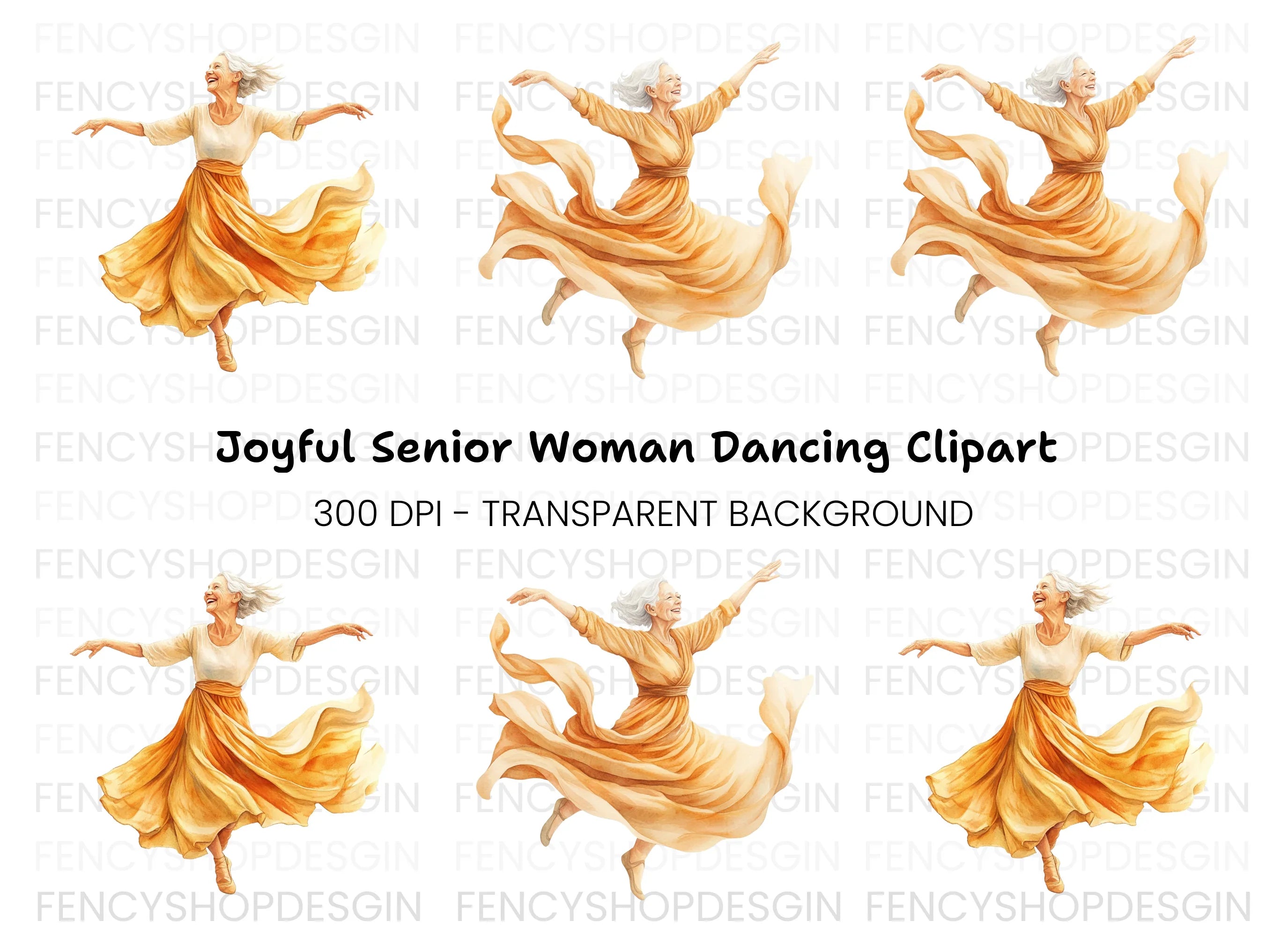 Joyful Senior Ballerina Clipart Bundle