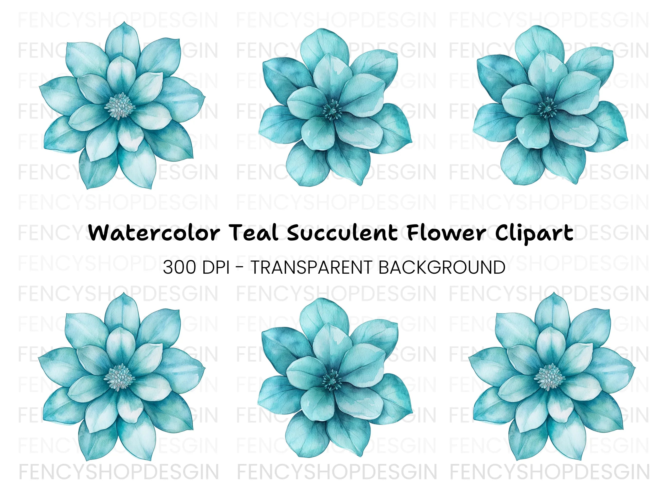 Blue Floral Clipart Bundle