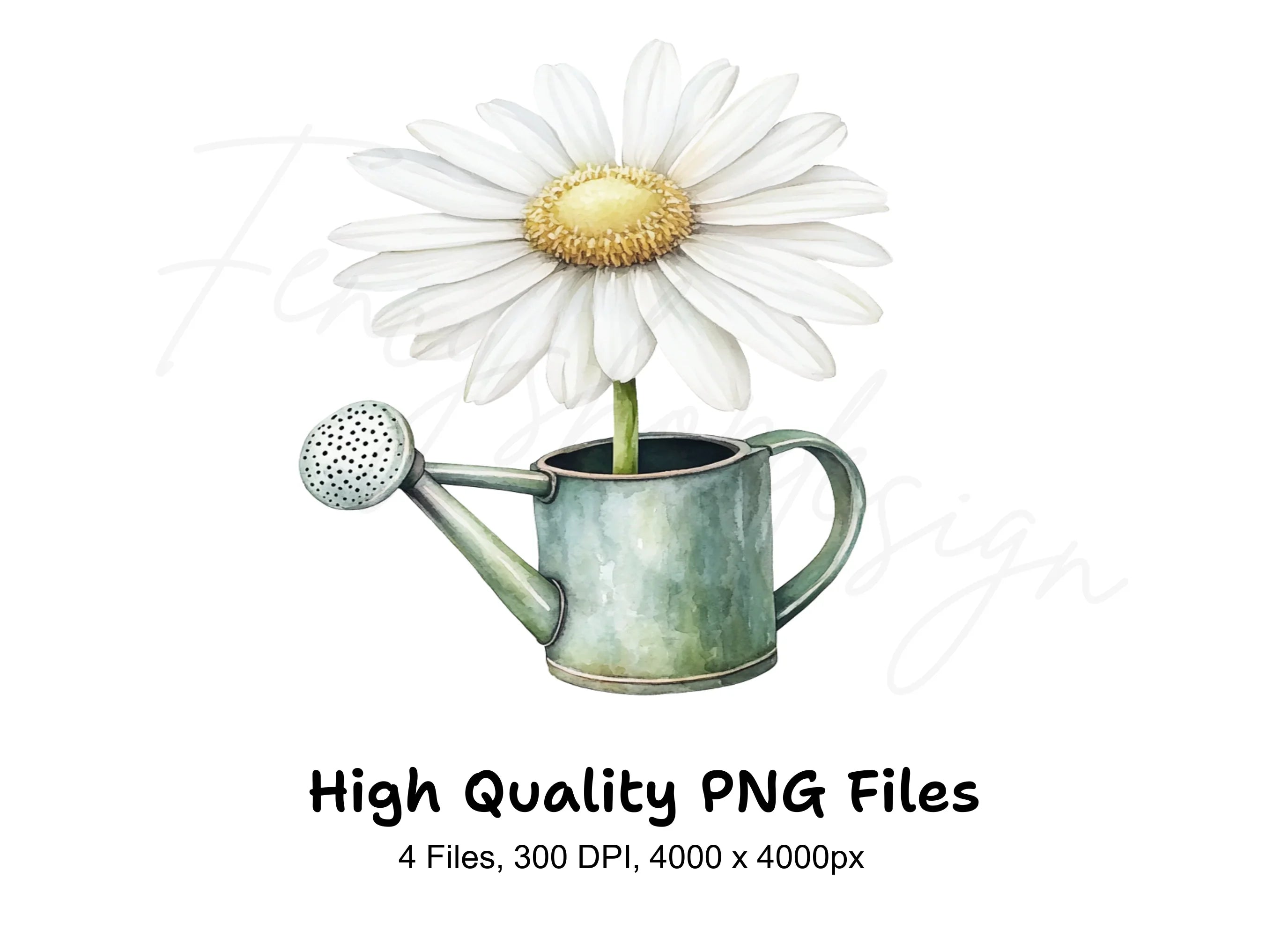 Daisy Watering Can Clipart Bundle