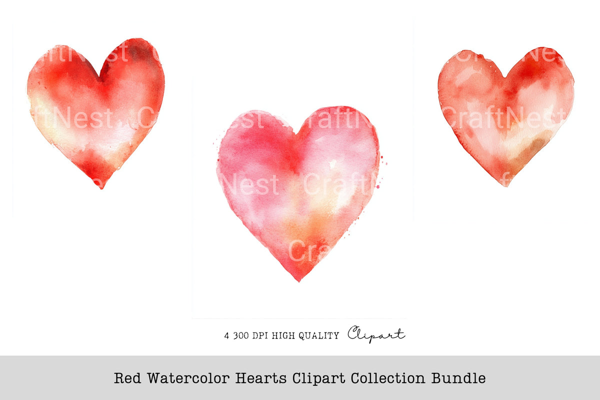 Red Hearts Clipart Bundle
