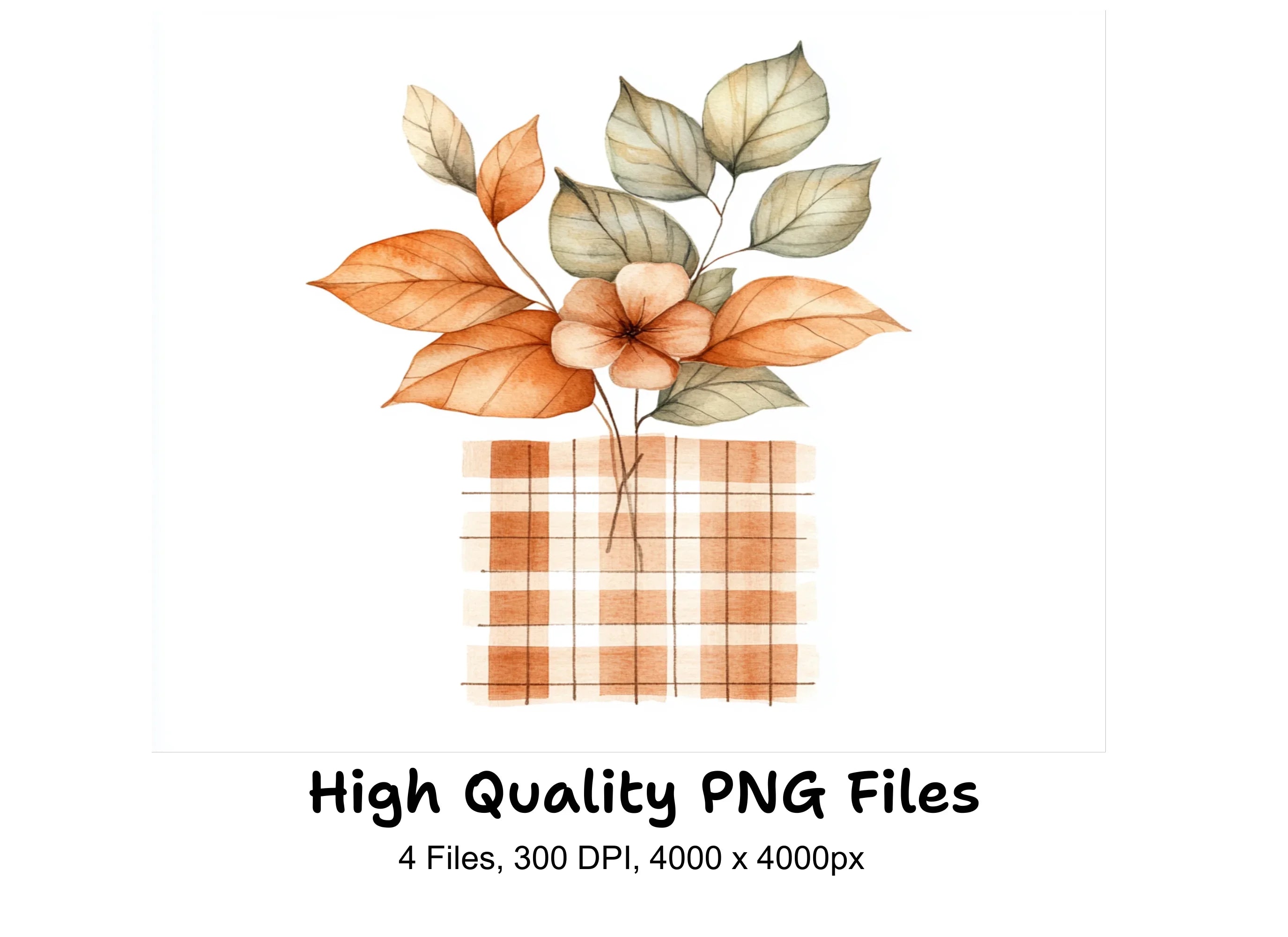 Autumn Leaves Plaid Clipart Bundle