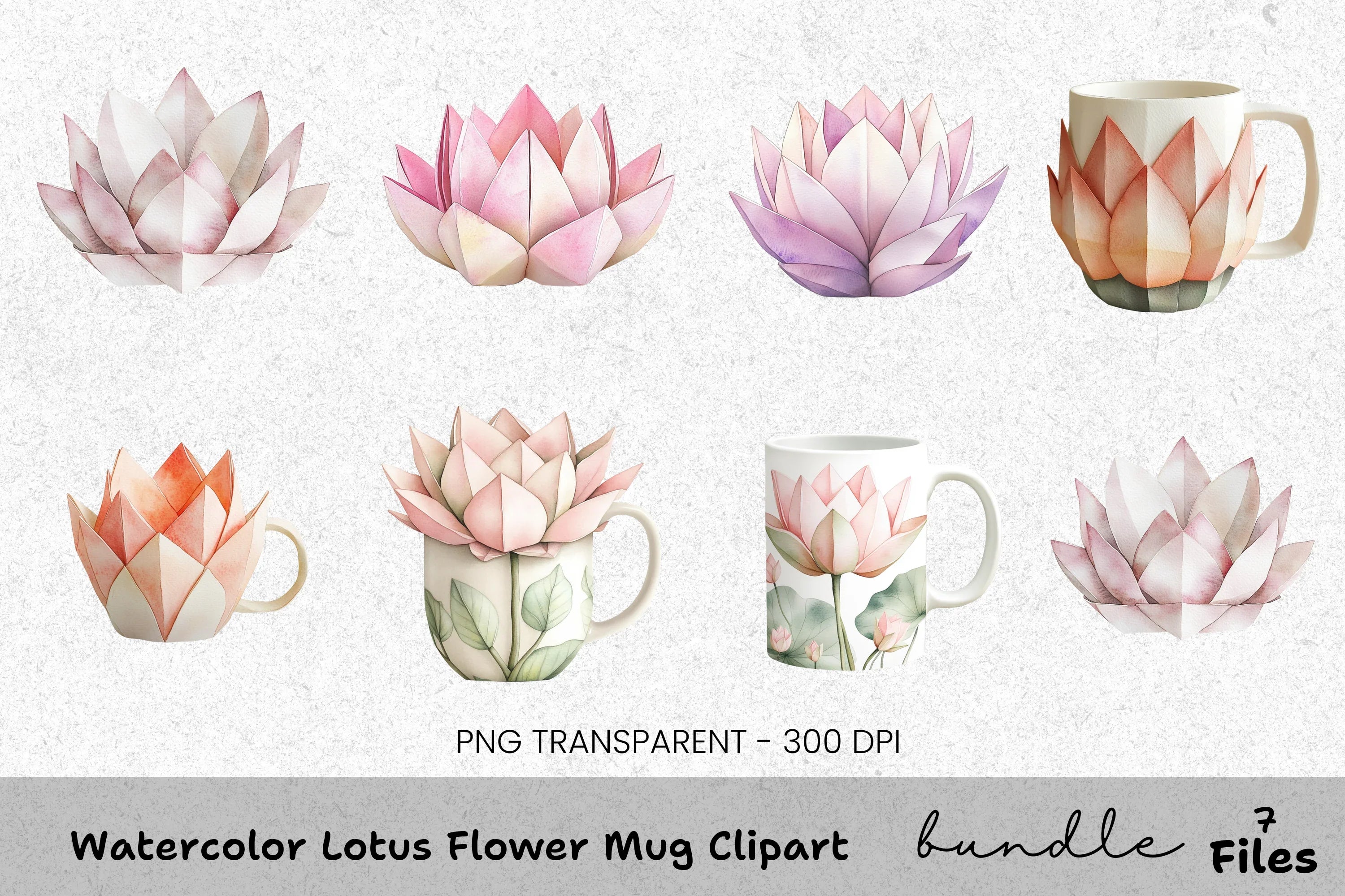 Lotus Flower Clipart Bundle
