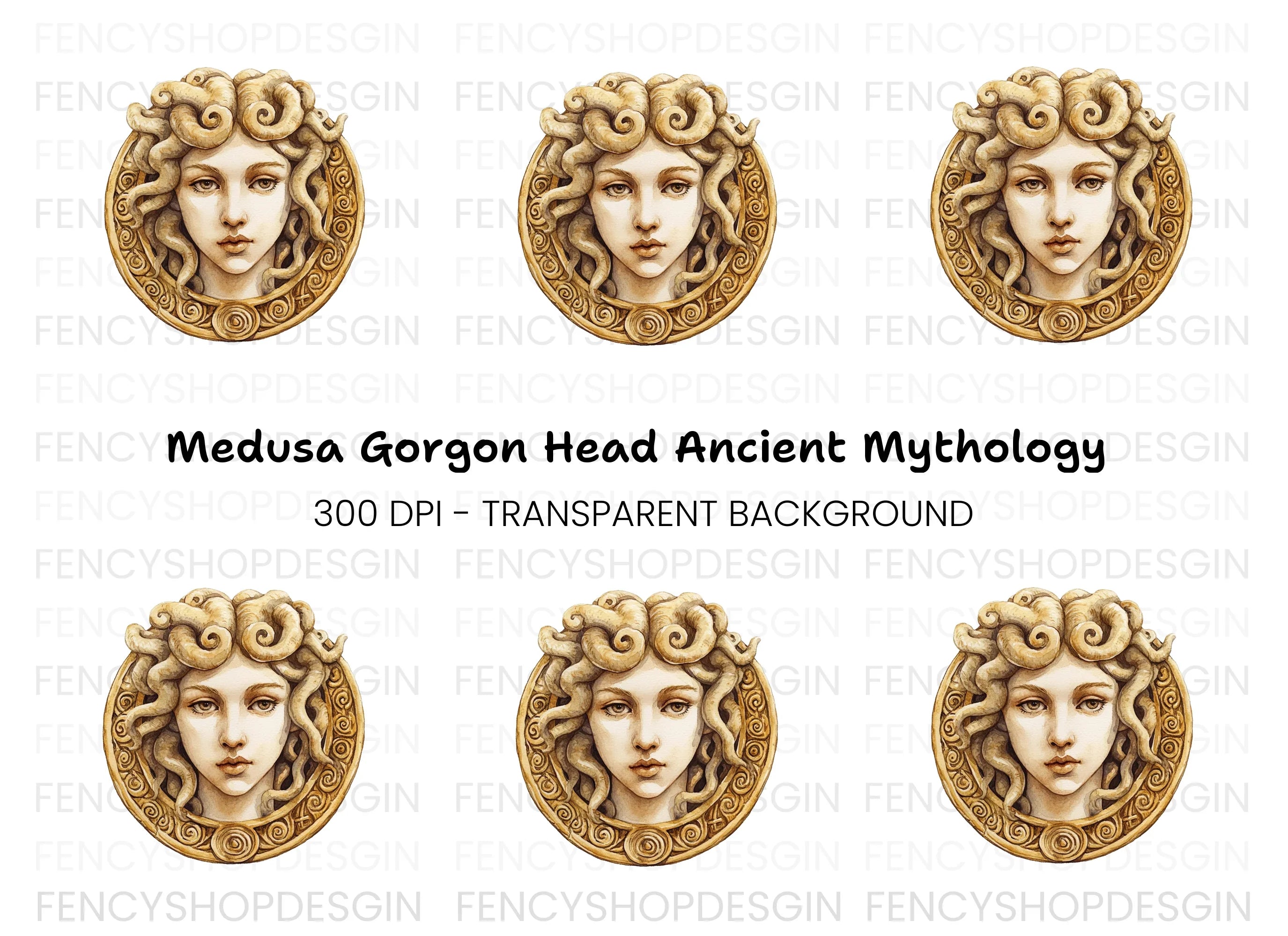 Medusa Head Illustration Clipart Bundle