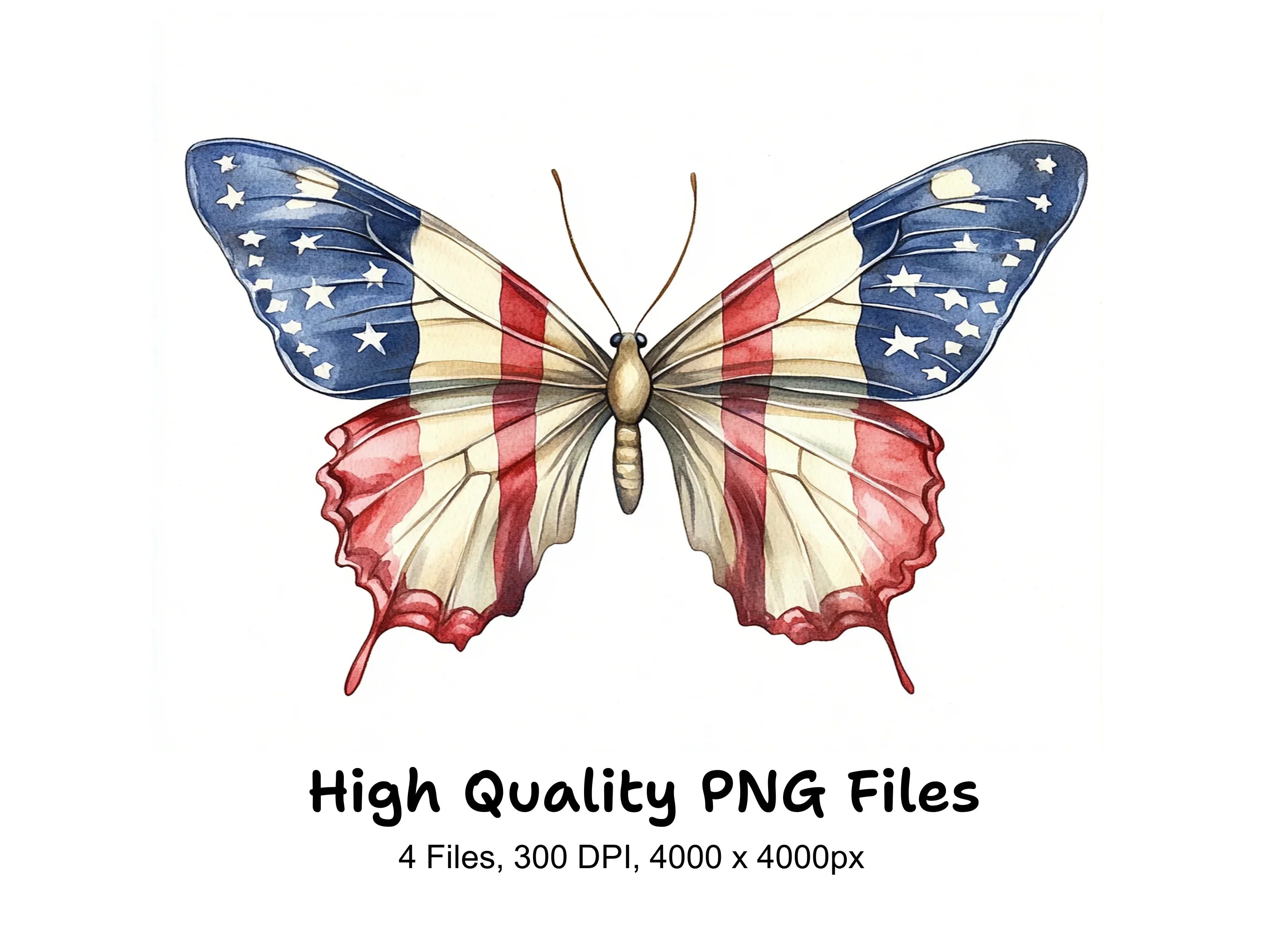 American Flag Butterfly Clipart Bundle