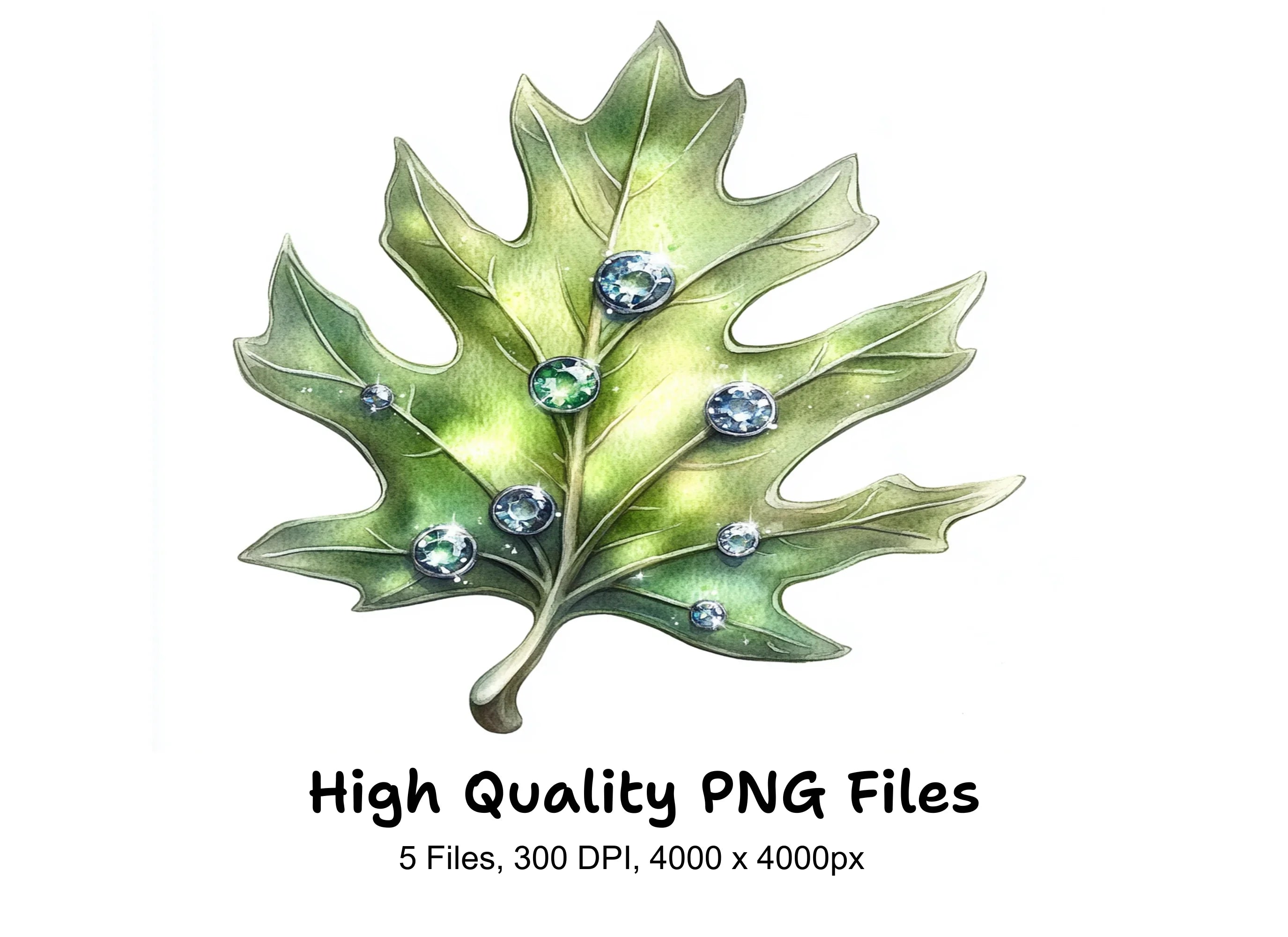 Jeweled Oak Leaves Clipart Bundle