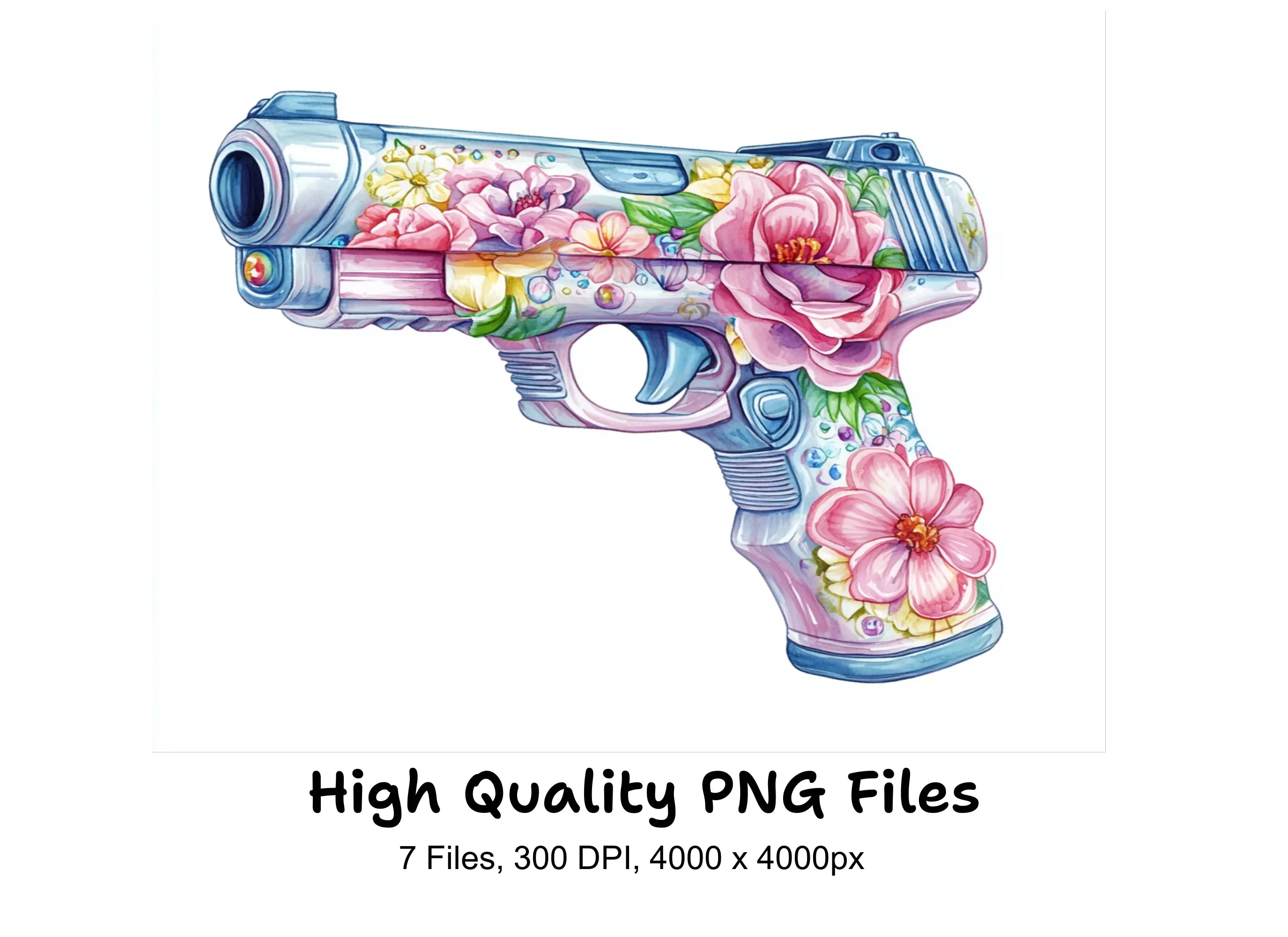 Floral Handguns Clipart Bundle
