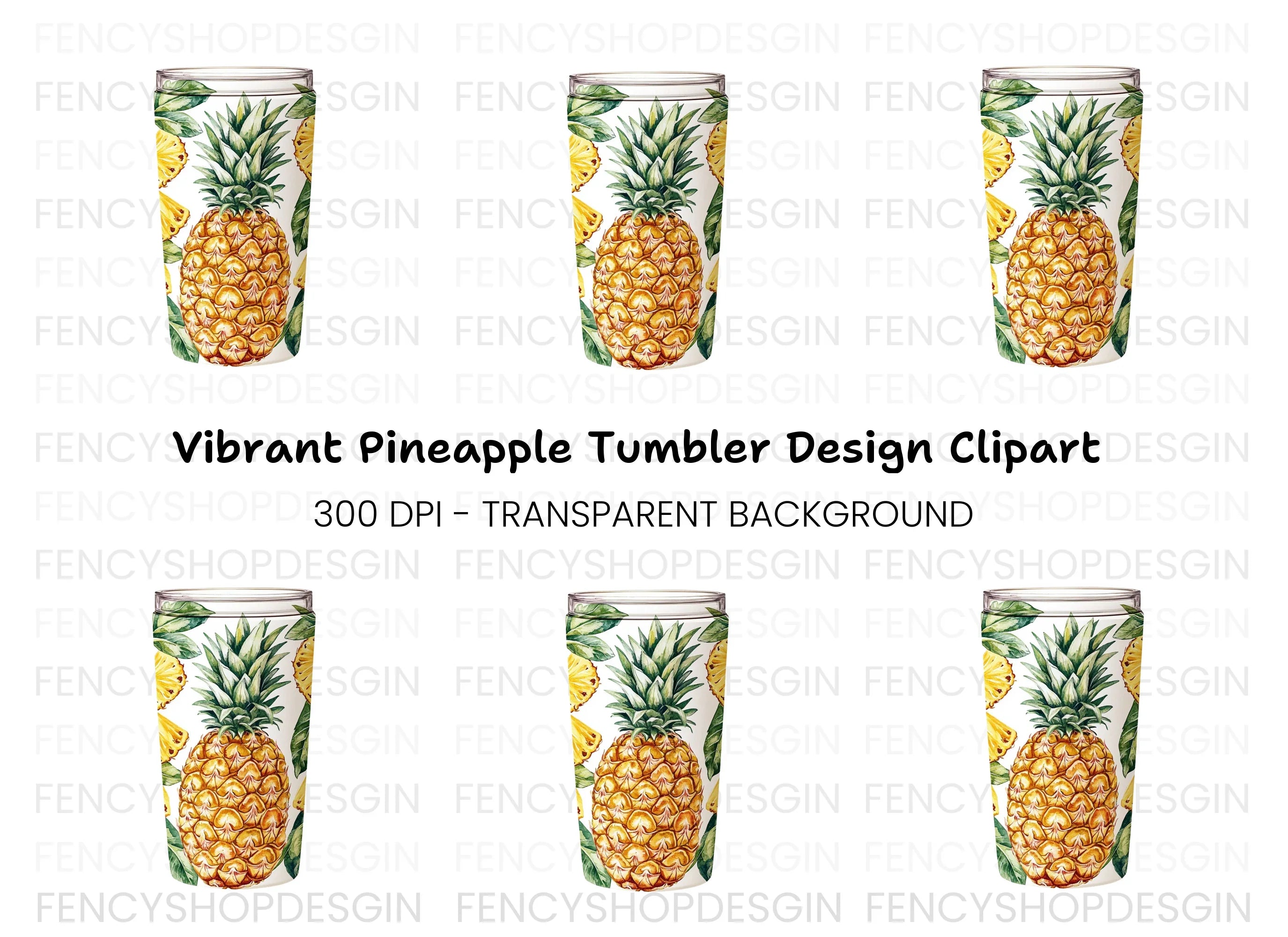 Tropical Pineapple Tumbler Clipart Bundle