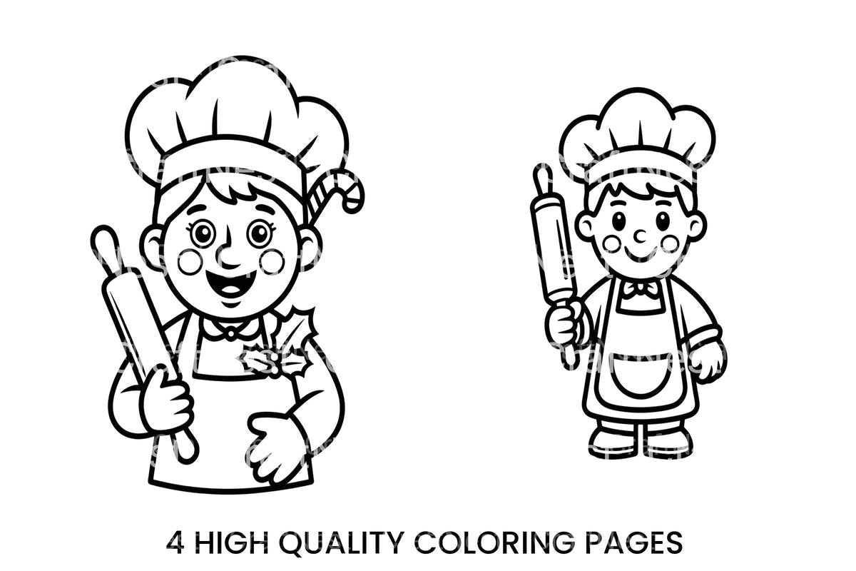 Cute Chef with Rolling Pin Coloring Books