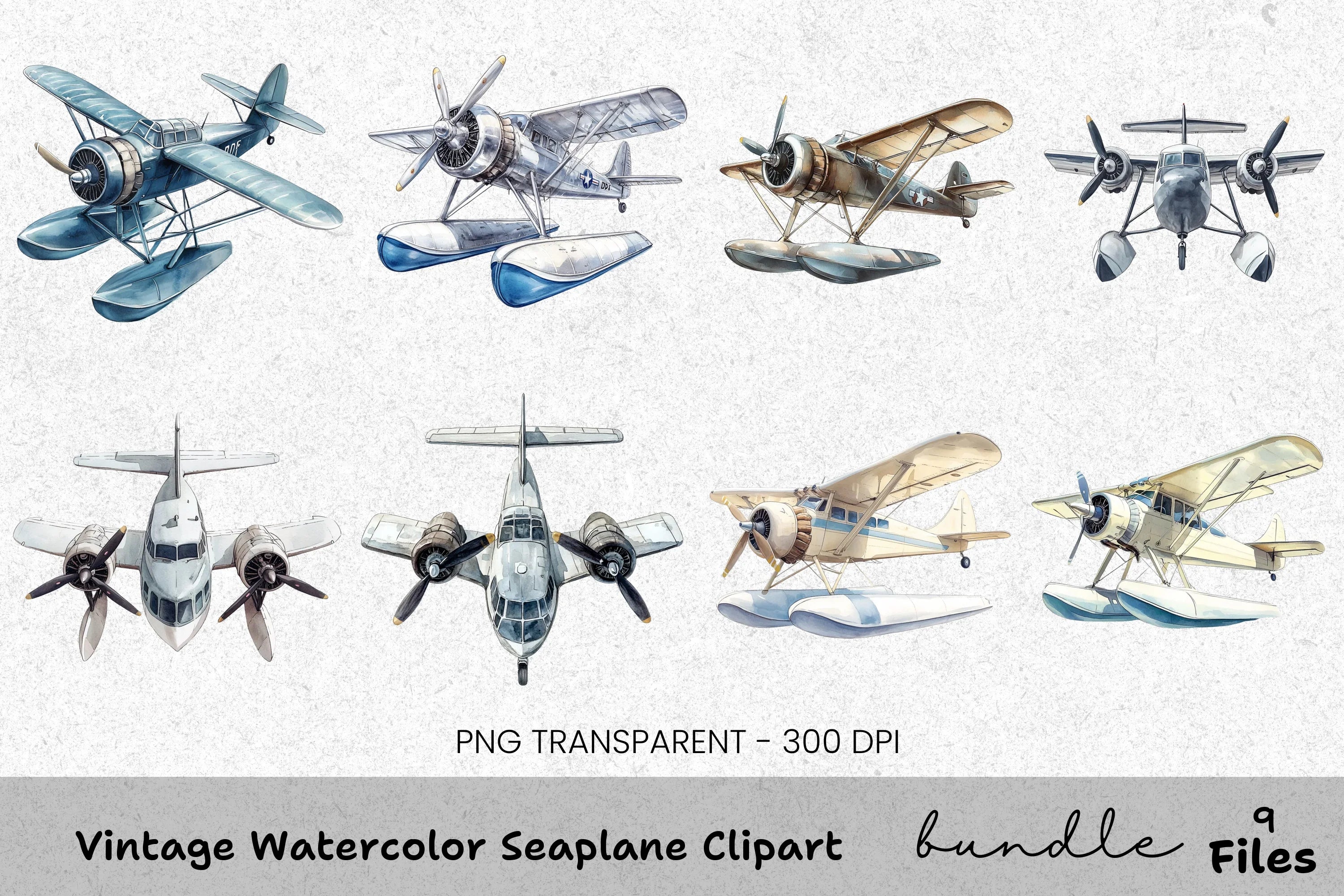 Vintage Seaplane Clipart Bundle