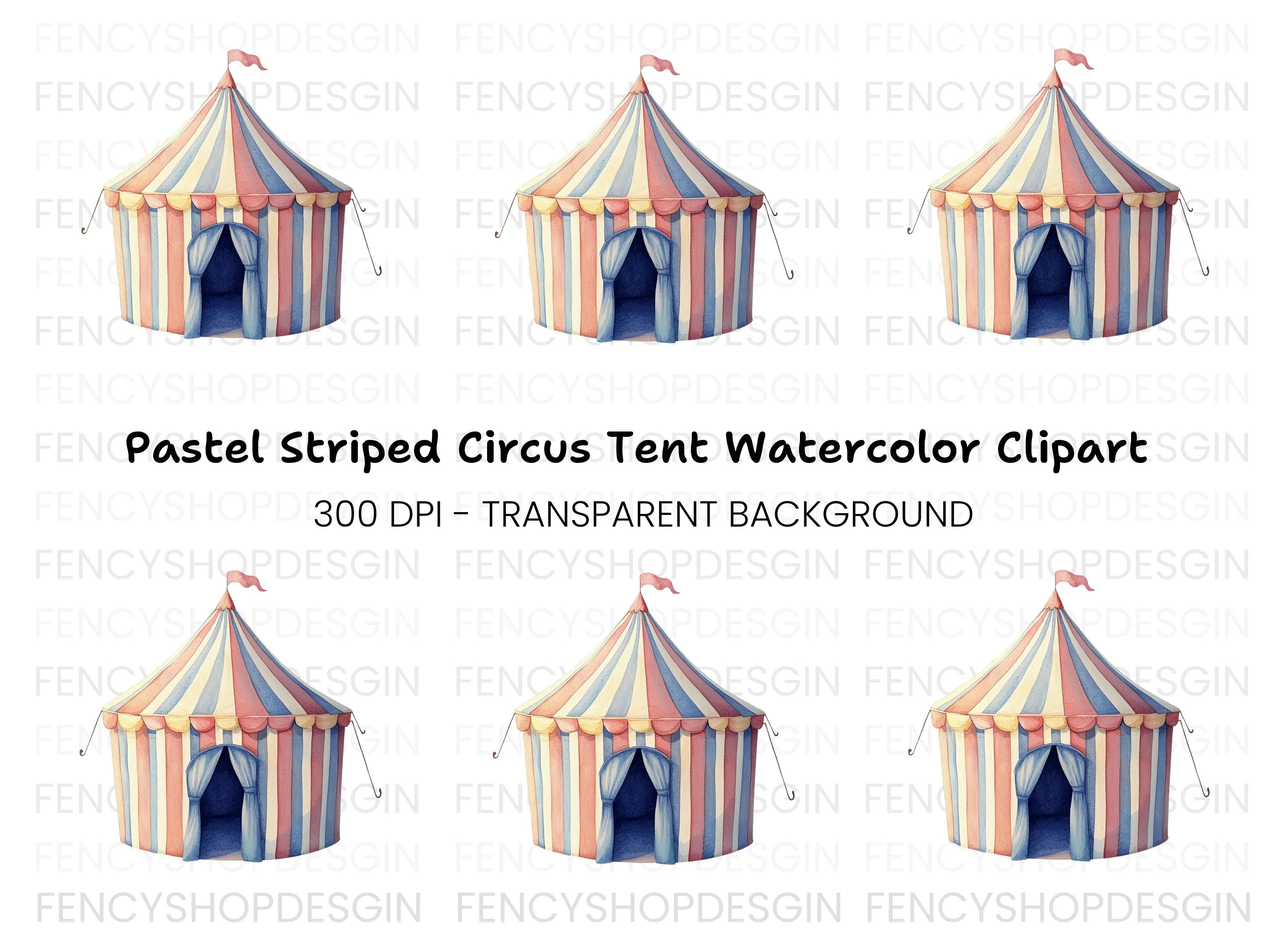 Pastel Circus Tent Clipart Bundle