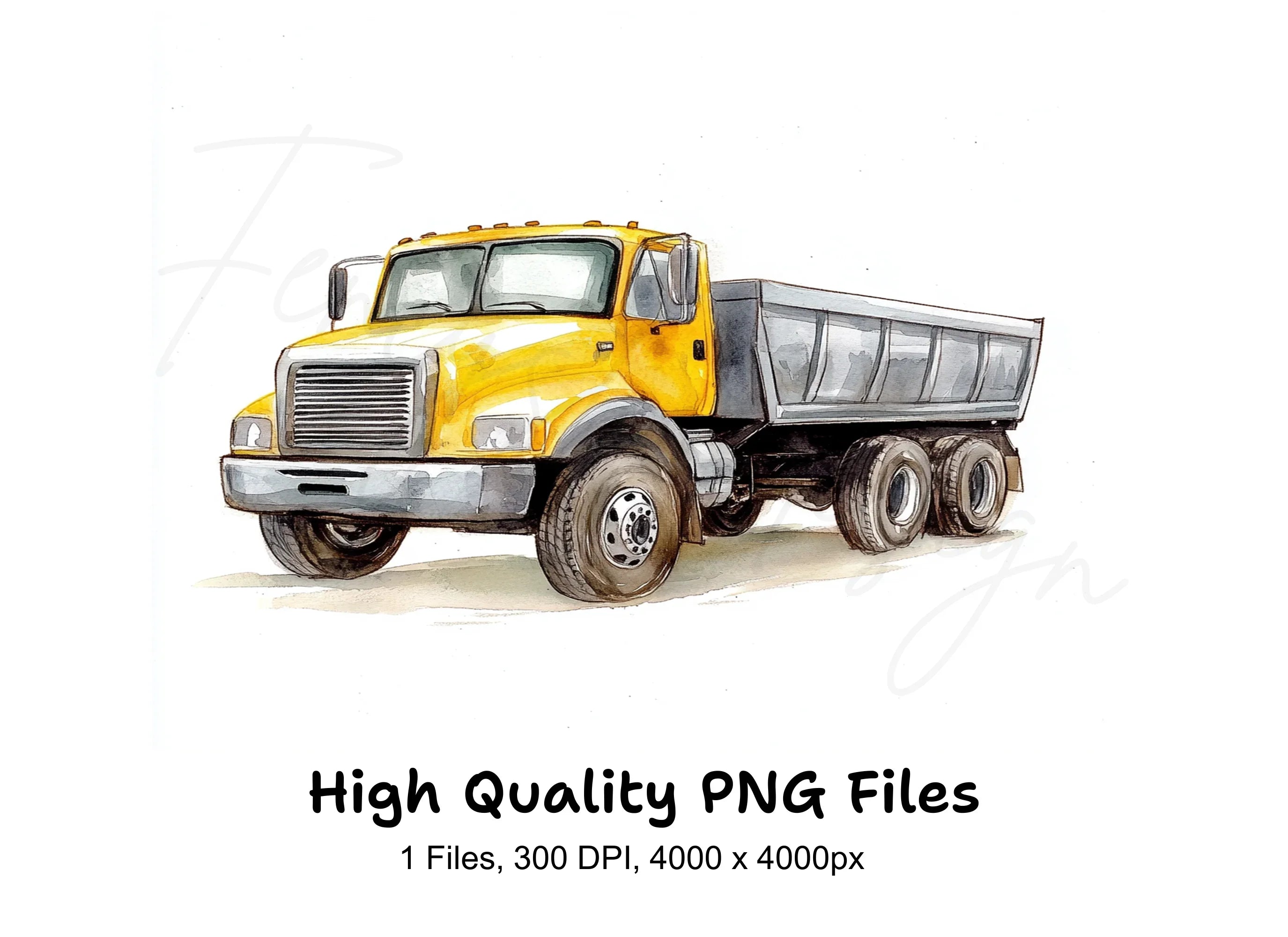 Yellow Dump Truck Clipart Bundle