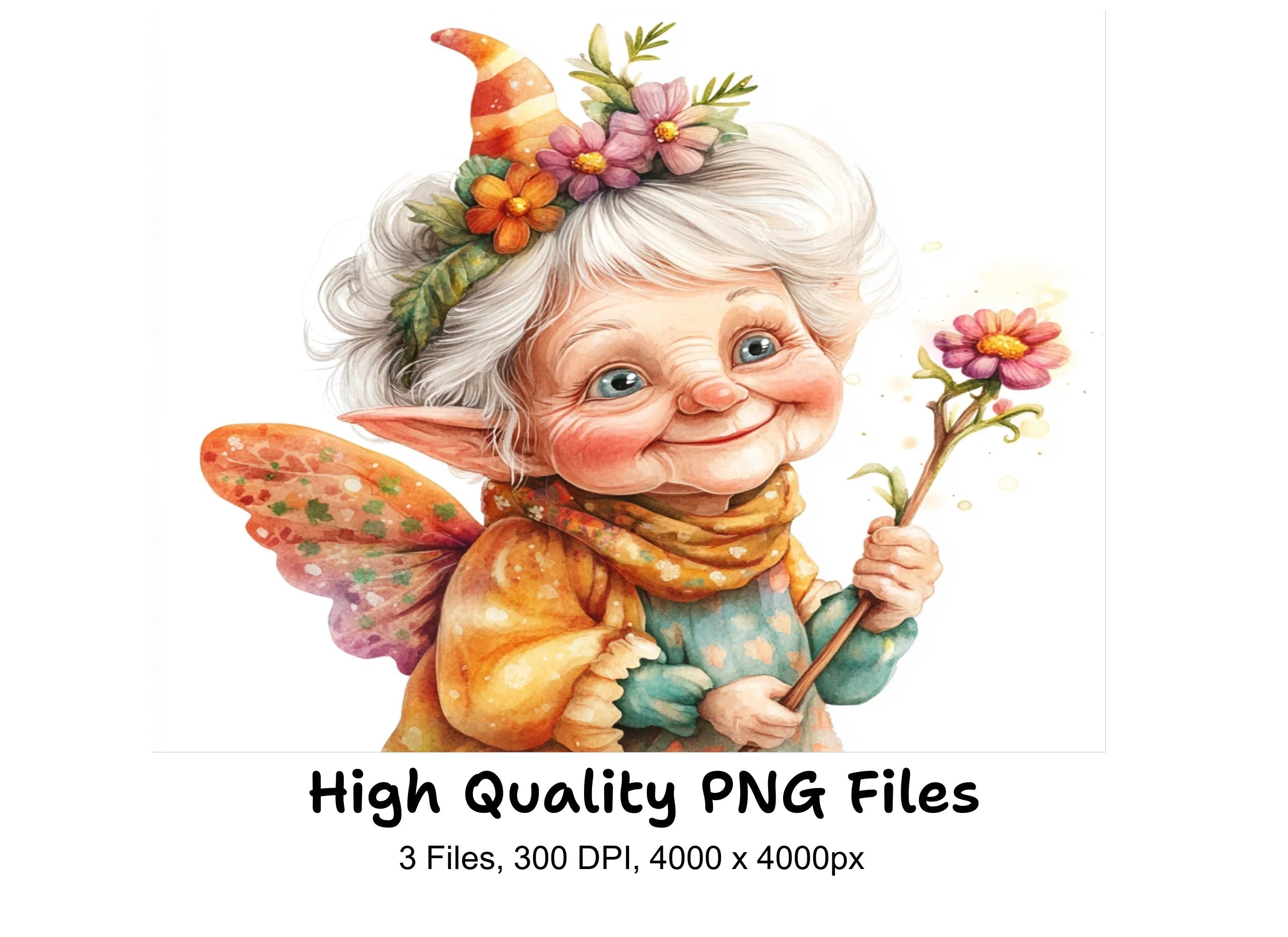 Elderly Fairy Clipart Bundle