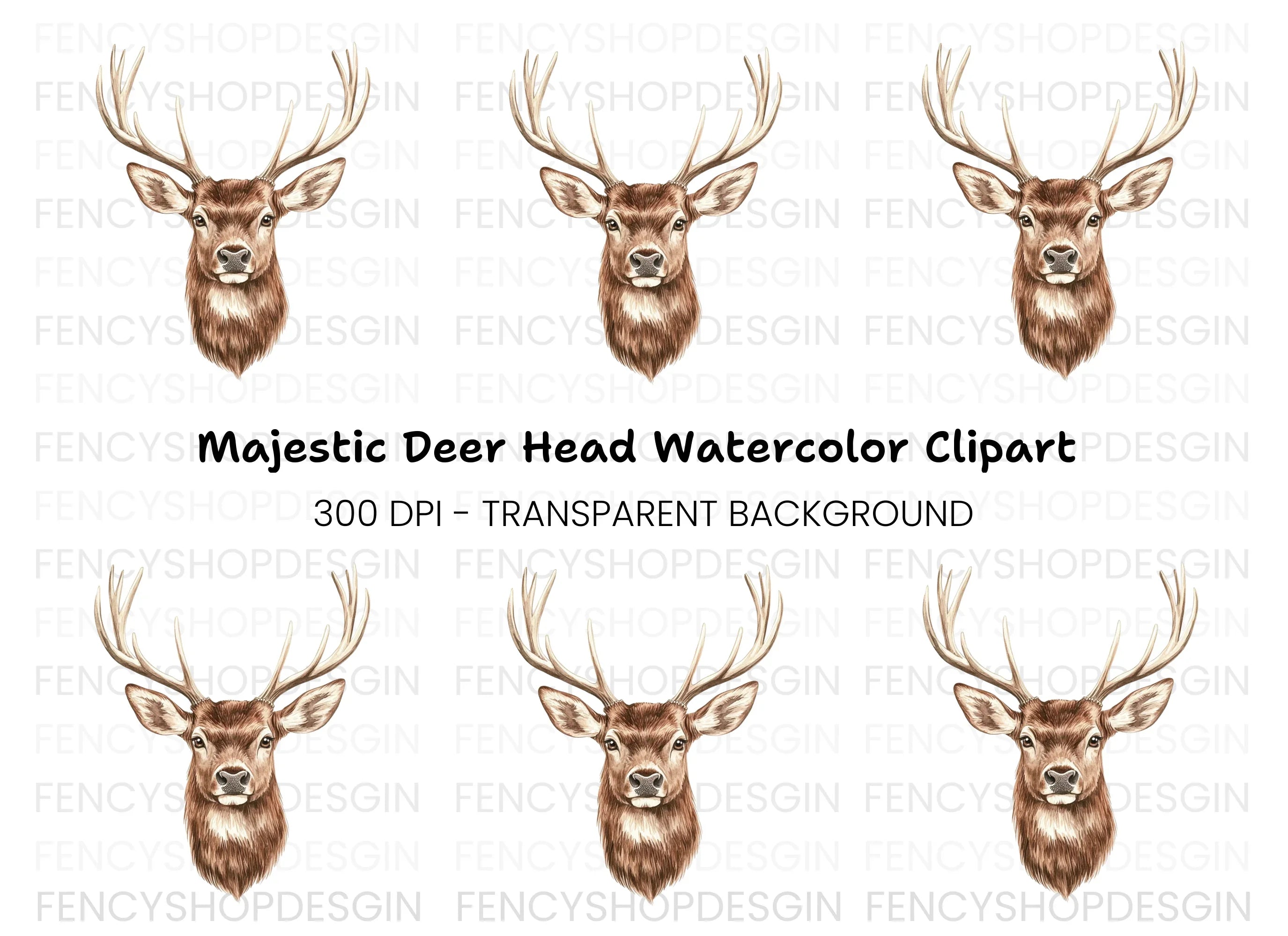 Majestic Deer Head Clipart Bundle