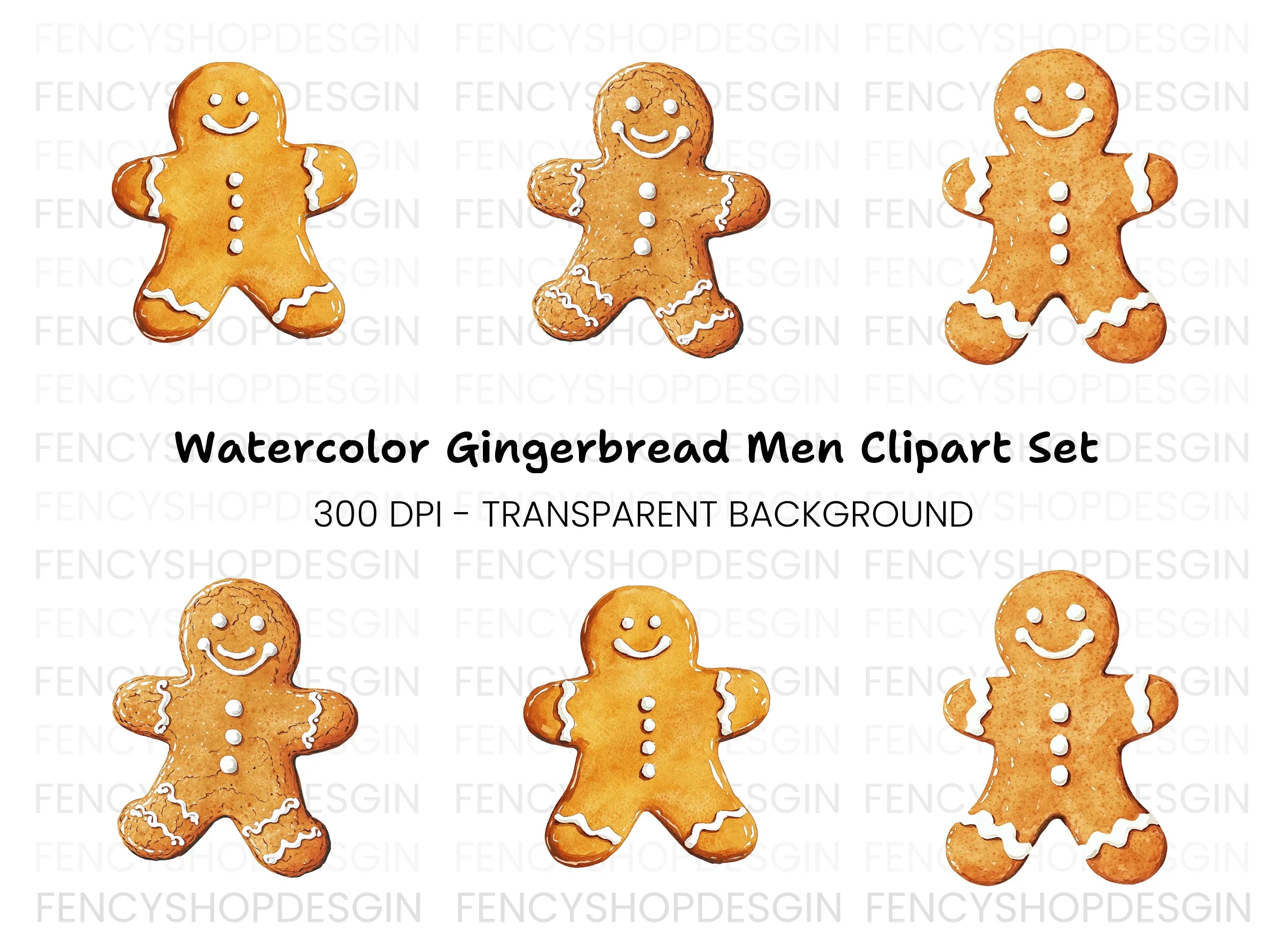 Cute Gingerbread Man Clipart Bundle