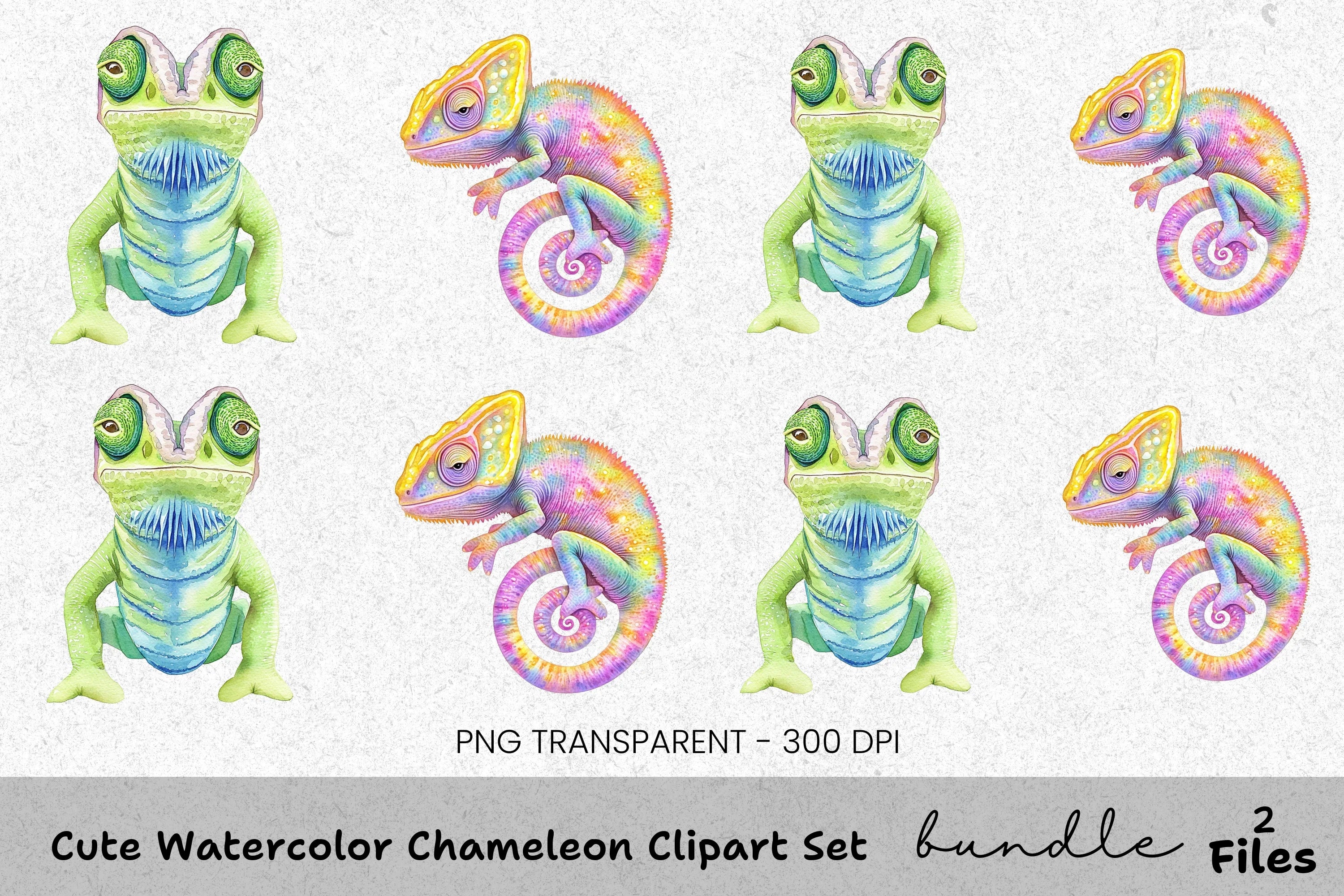 Cute Chameleon Clipart Bundle