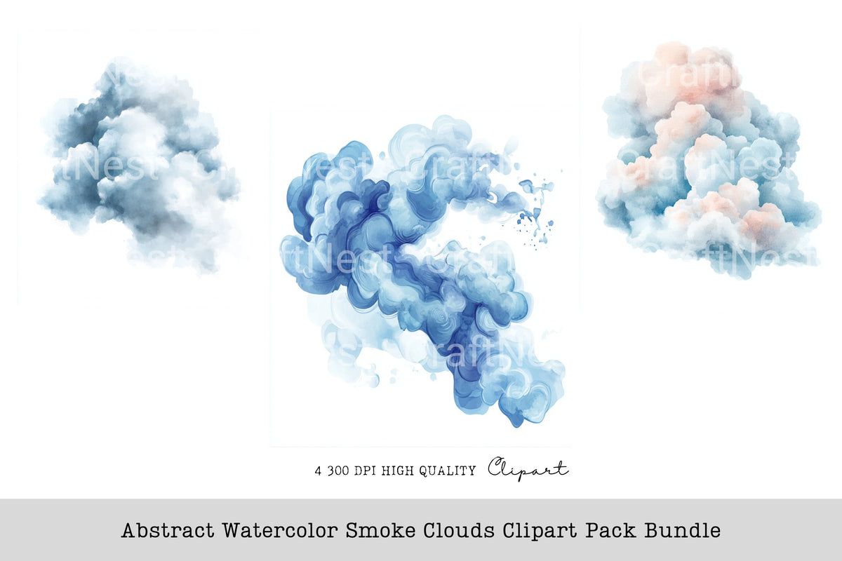 Abstract Smoke Clouds Clipart Bundle